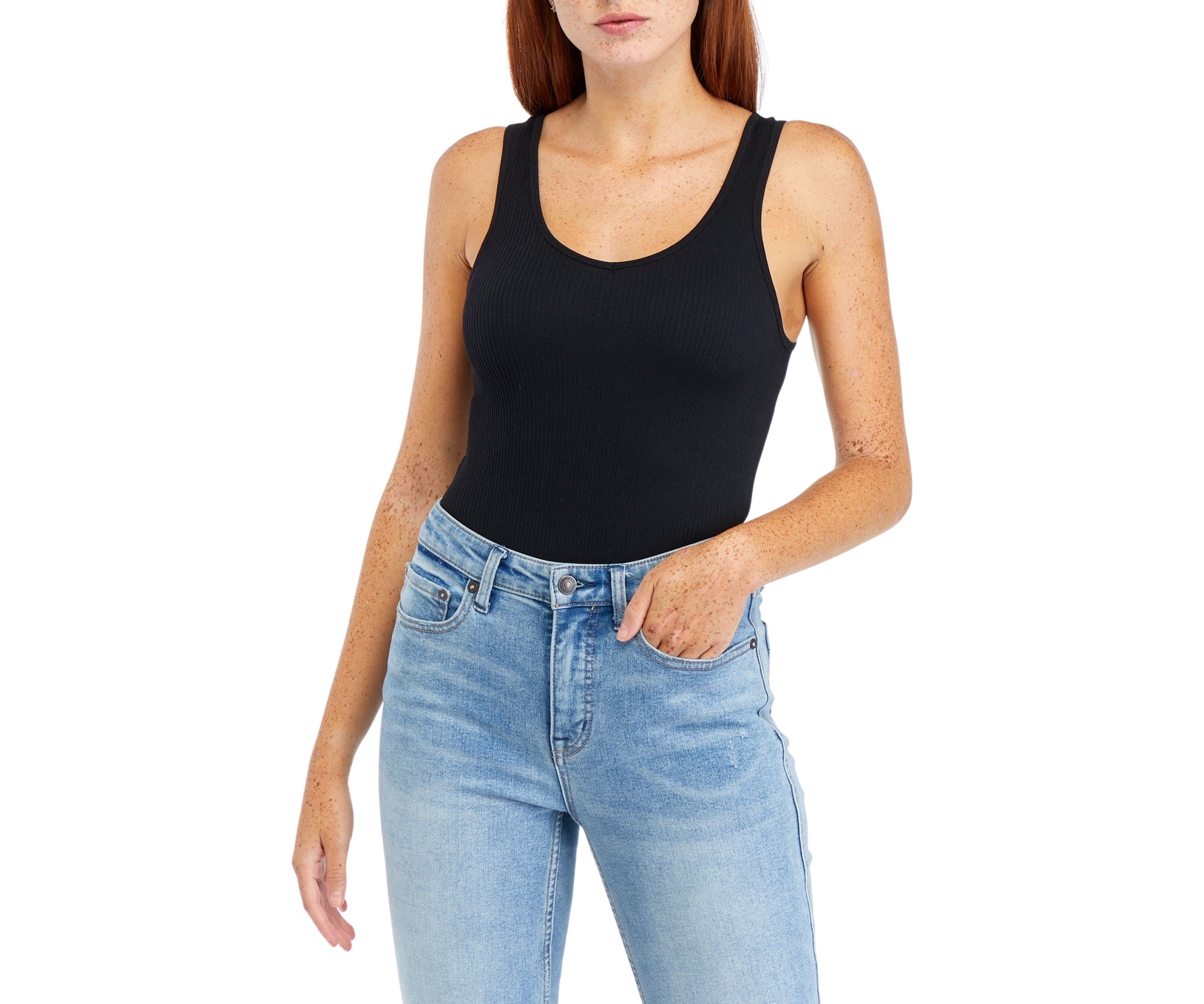 Juniors Seamless Ribbed Knit V-Neck Bodysuit 