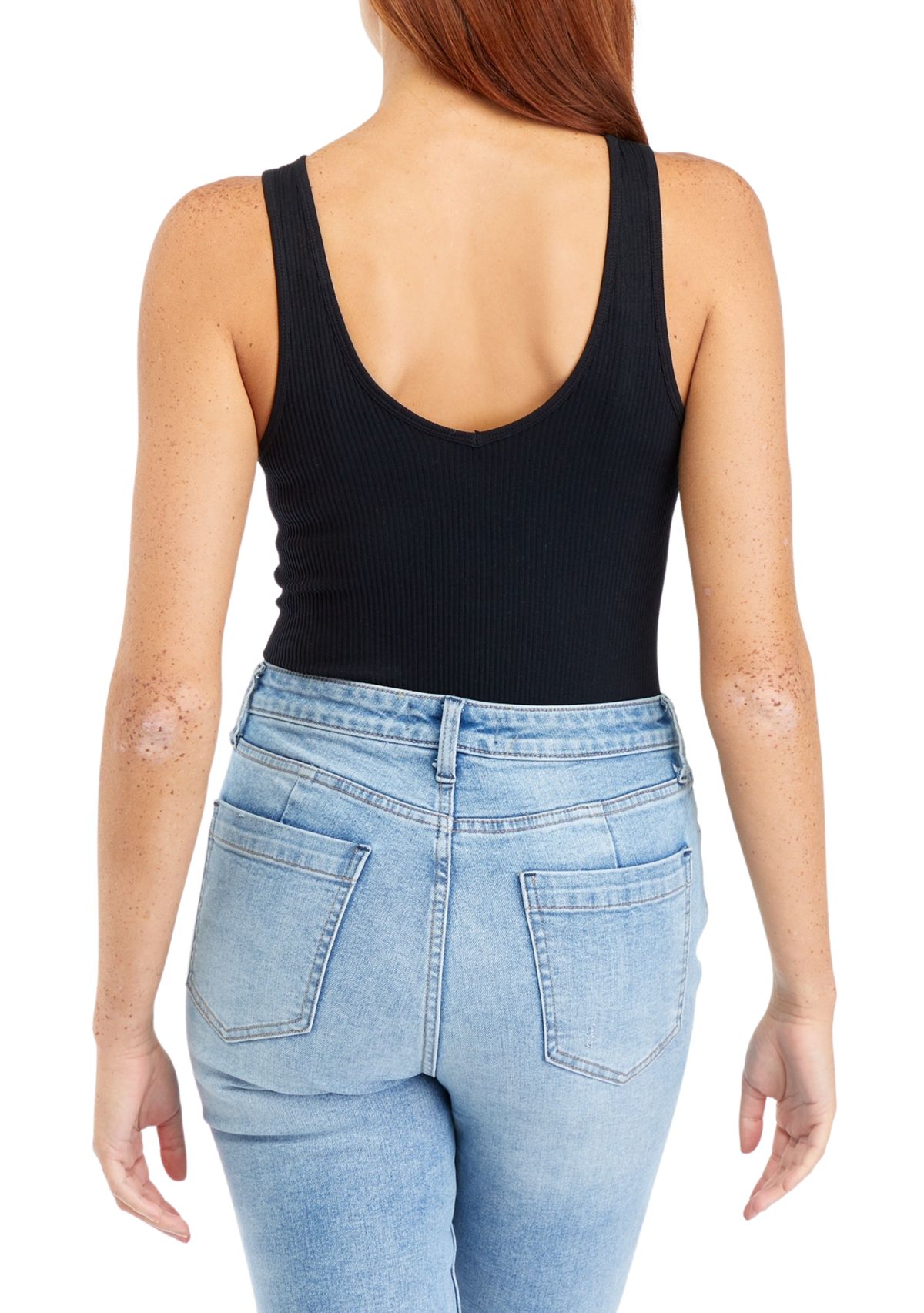 Juniors Seamless Ribbed Knit V-Neck Bodysuit 