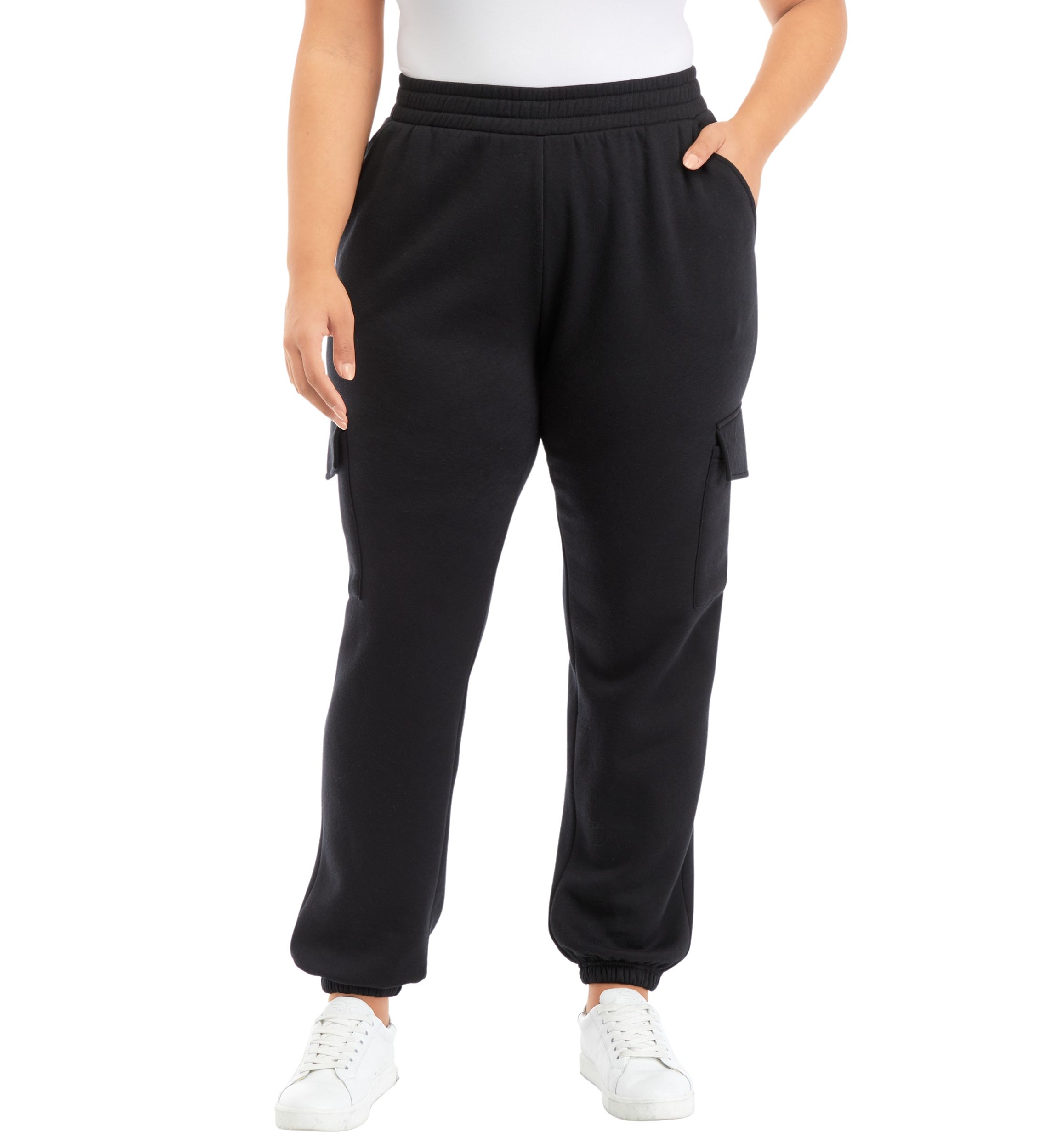 Plus Size Cargo Fleece Jogger Pants