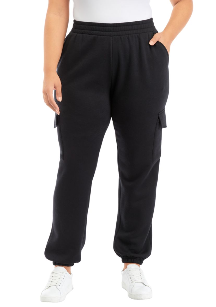 Plus Size Cargo Fleece Jogger Pants