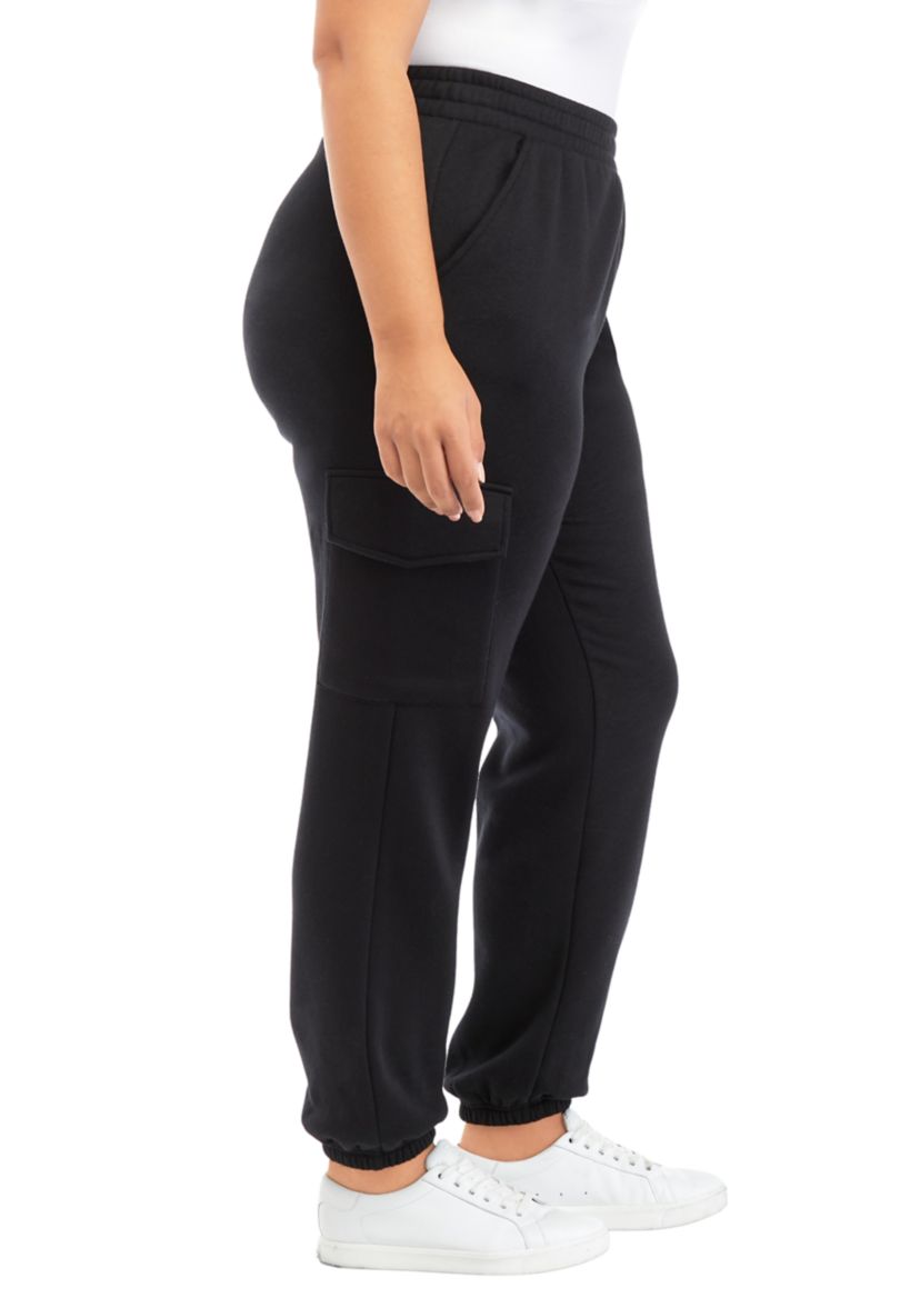 Plus Size Cargo Fleece Jogger Pants