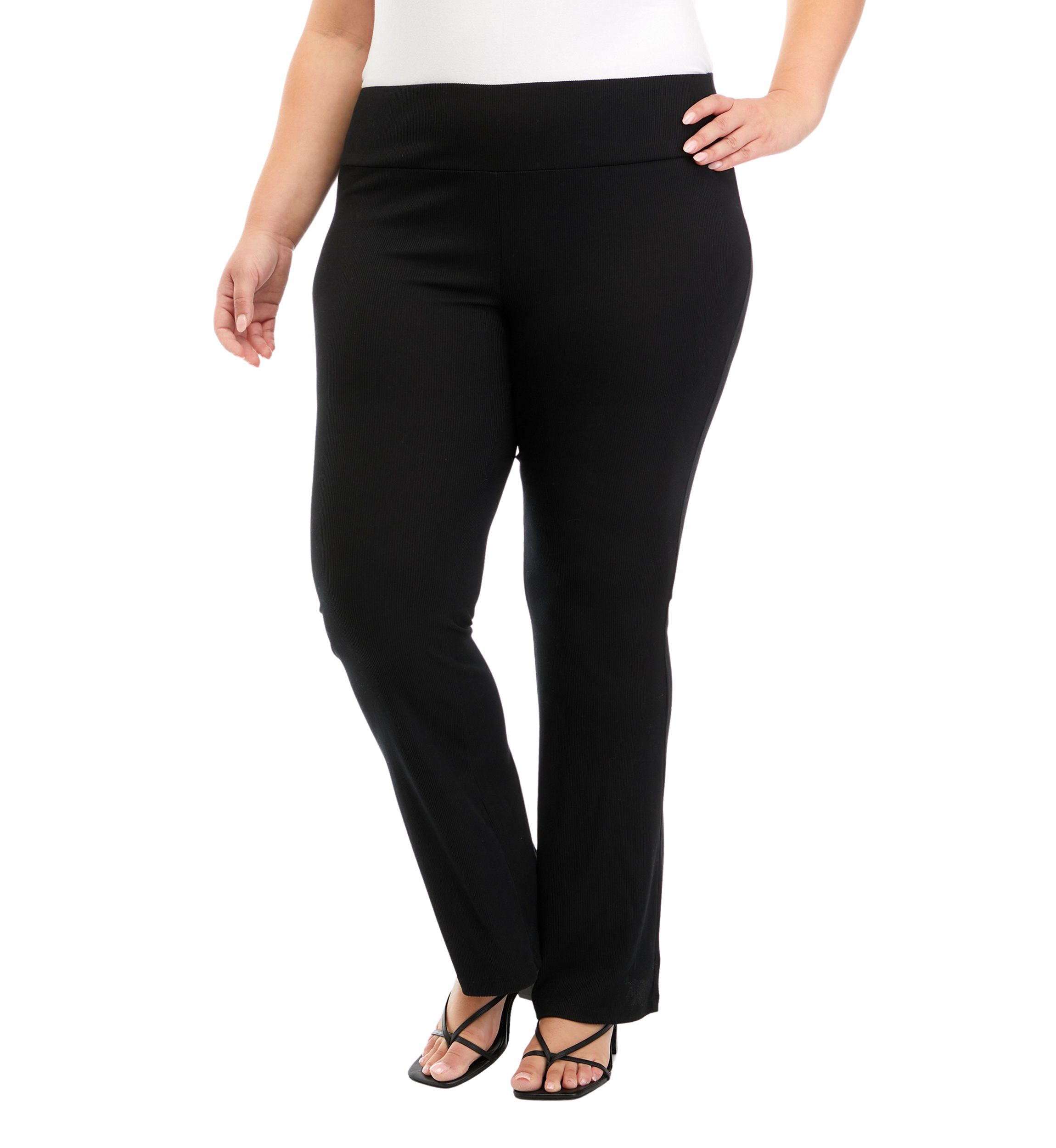 Plus Size Pull On Ribbed Flare Pants