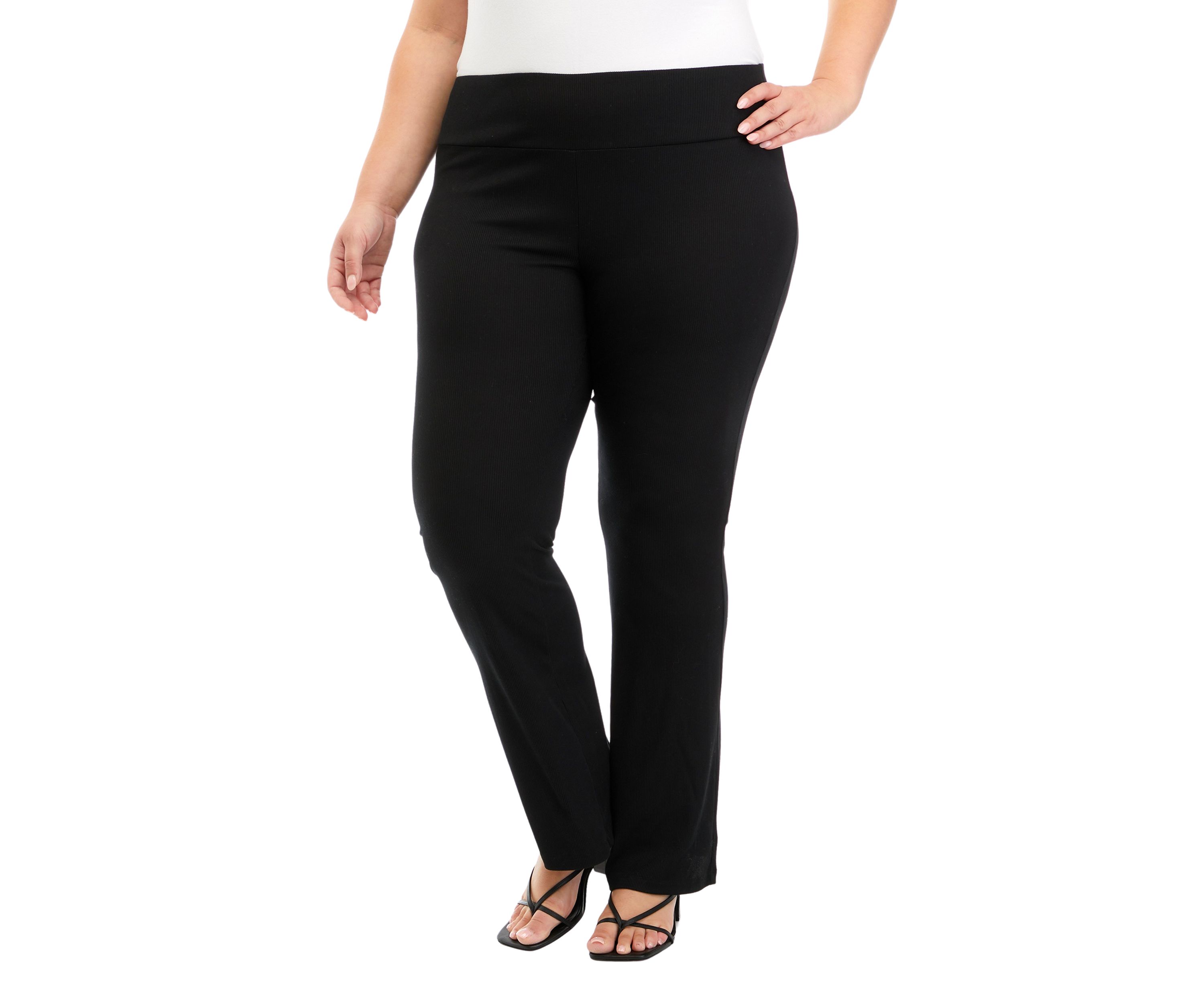 Plus Size Pull On Ribbed Flare Pants