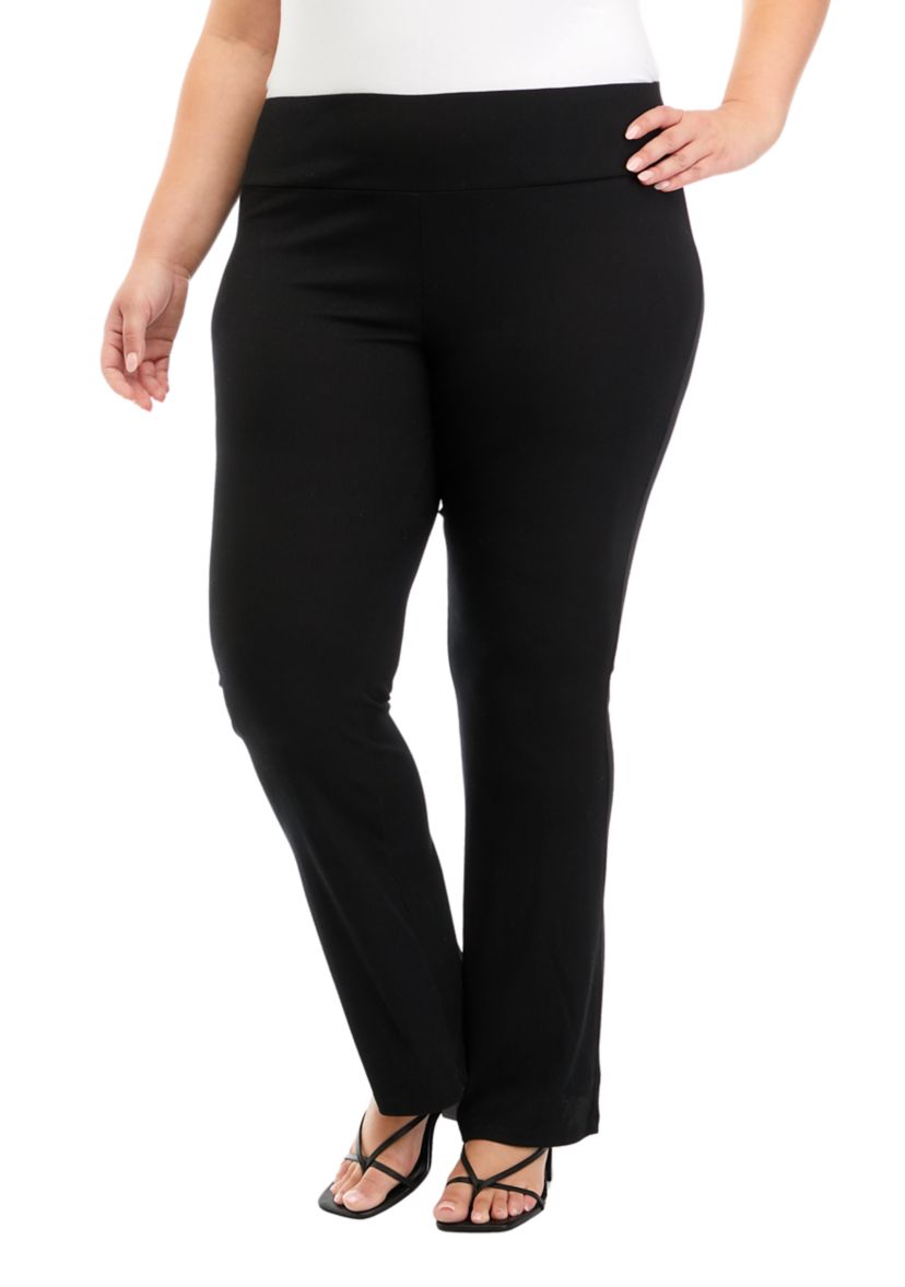 Plus Size Pull On Ribbed Flare Pants
