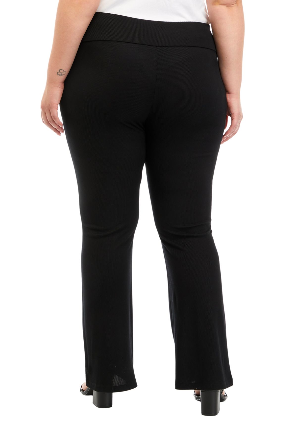 Plus Size Pull On Ribbed Flare Pants