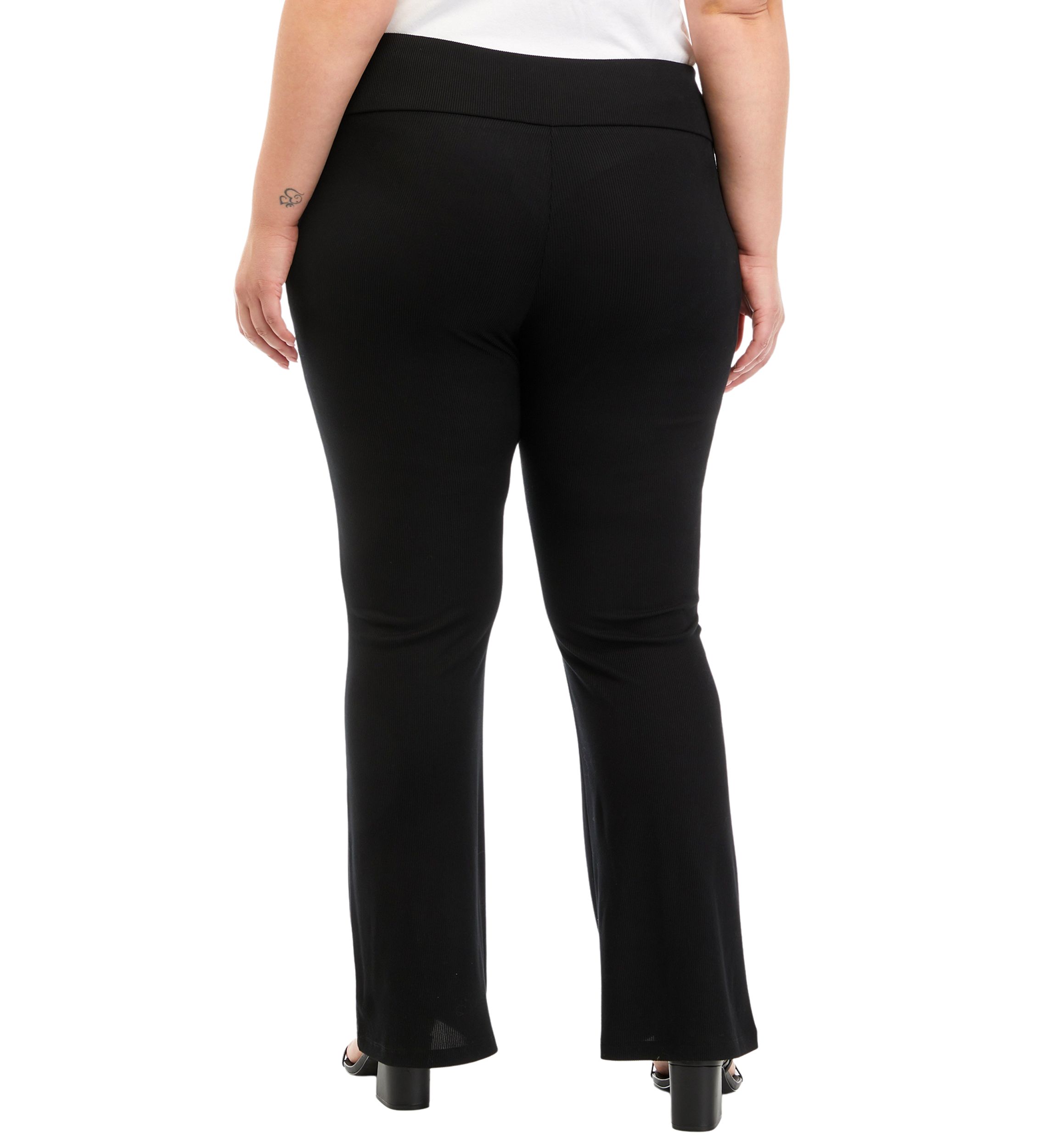 Plus Size Pull On Ribbed Flare Pants