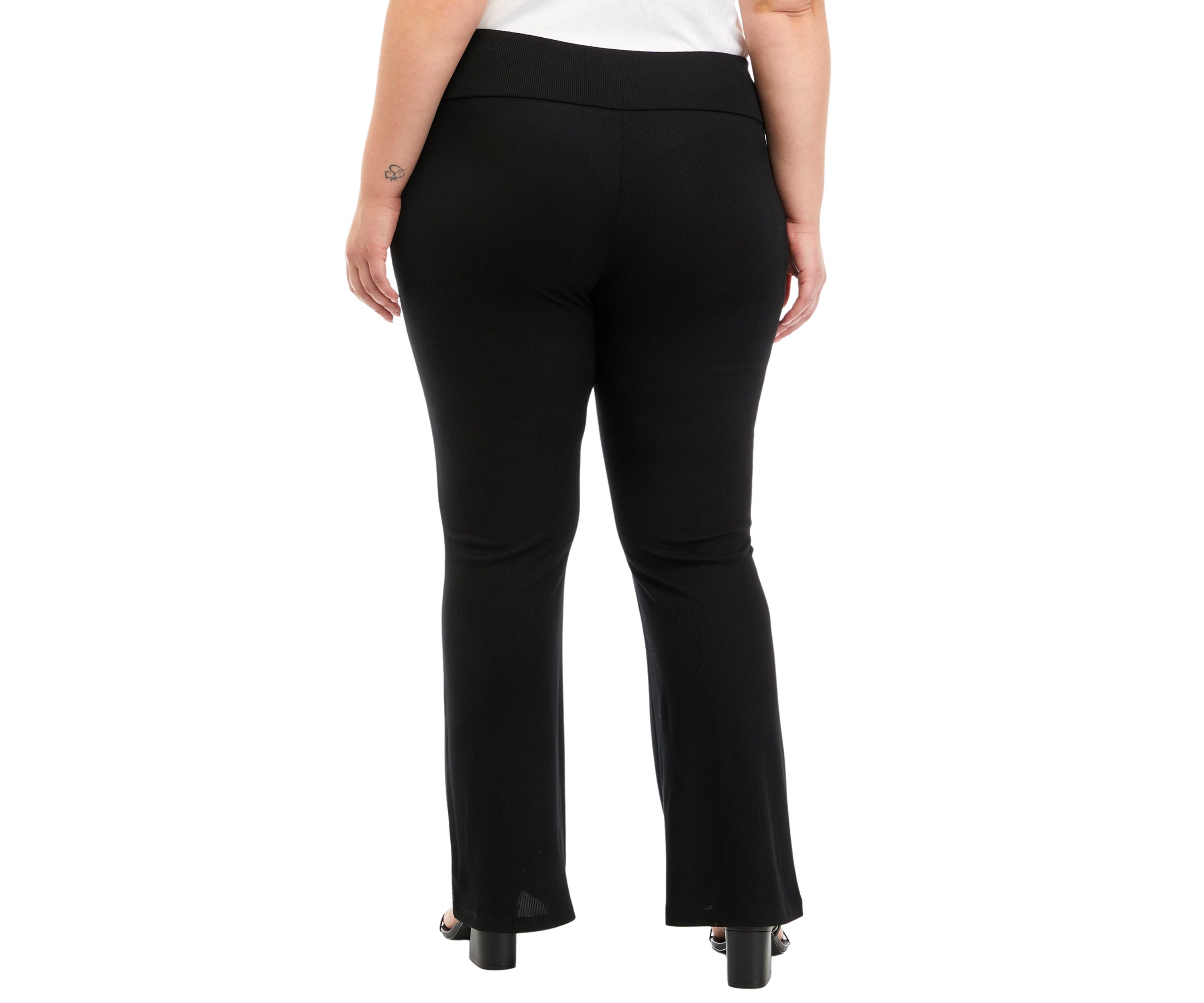 Plus Size Pull On Ribbed Flare Pants