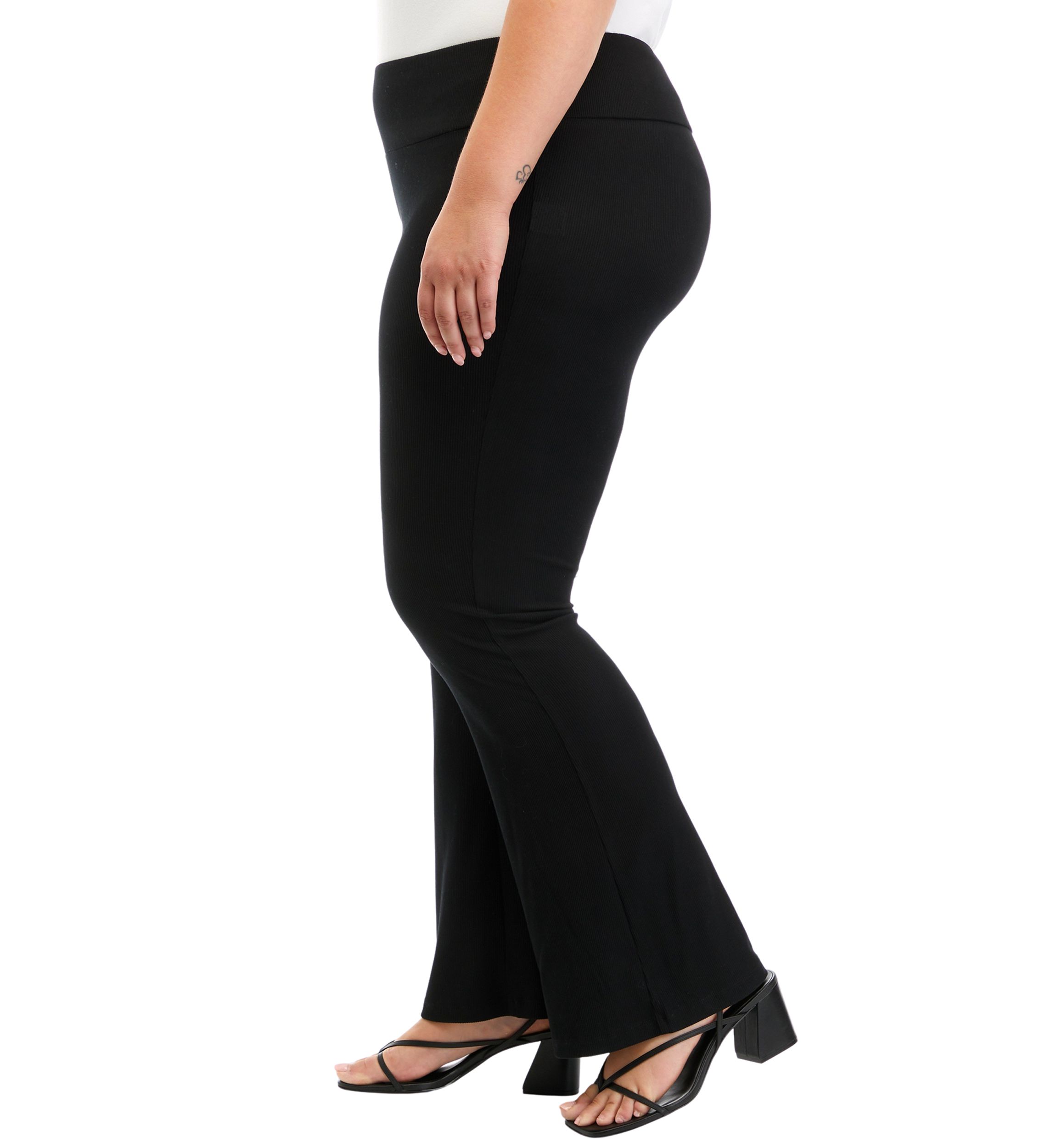 Plus Size Pull On Ribbed Flare Pants