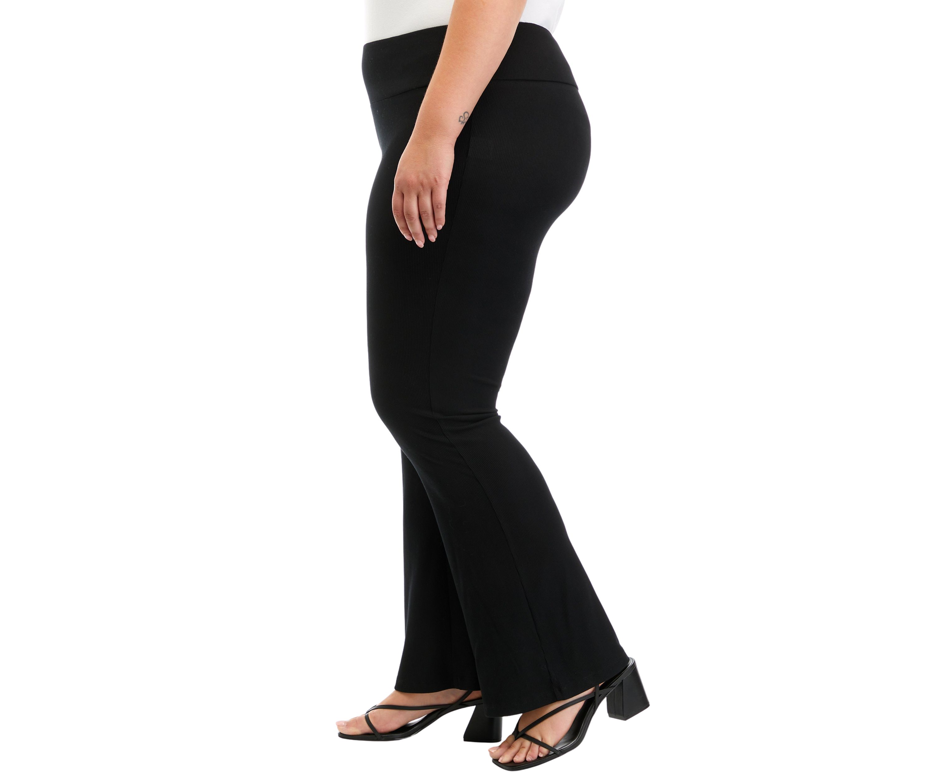 Plus Size Pull On Ribbed Flare Pants