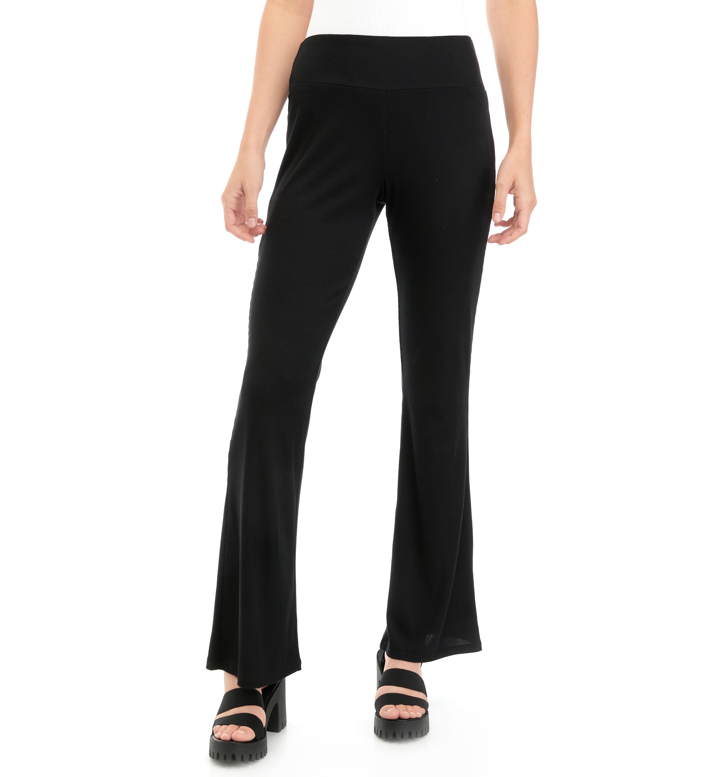 Juniors Pull On Ribbed Flare Pants