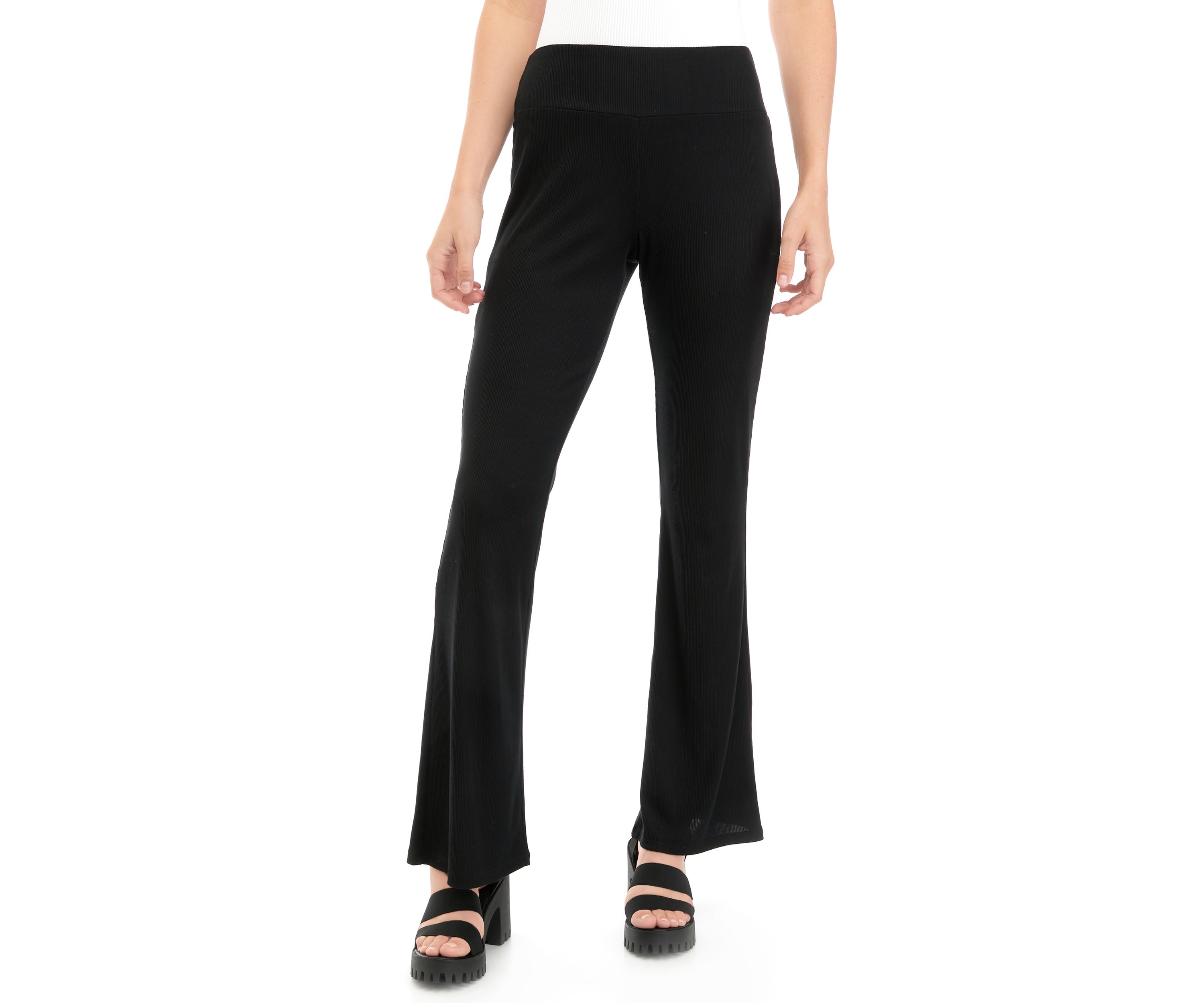 Juniors Pull On Ribbed Flare Pants