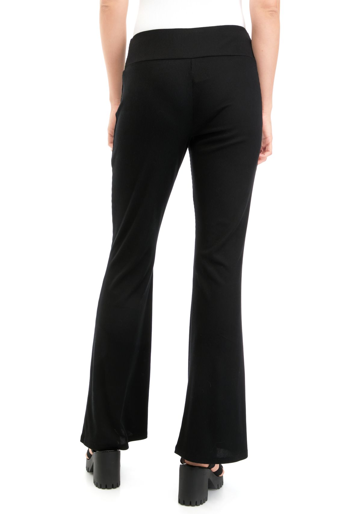 Juniors Pull On Ribbed Flare Pants