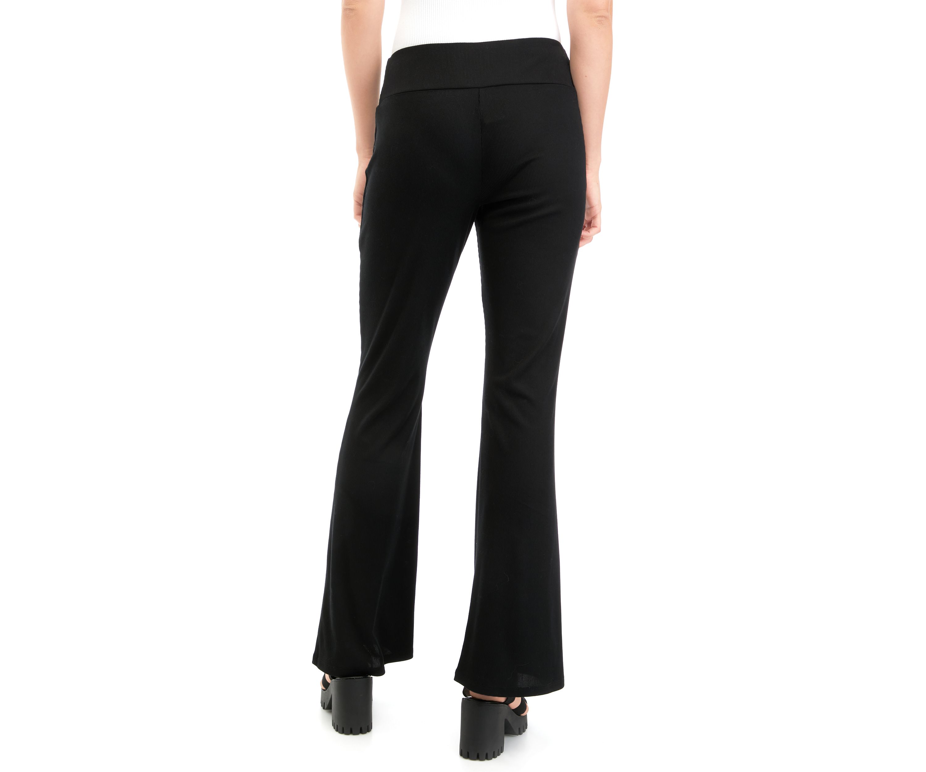 Juniors Pull On Ribbed Flare Pants