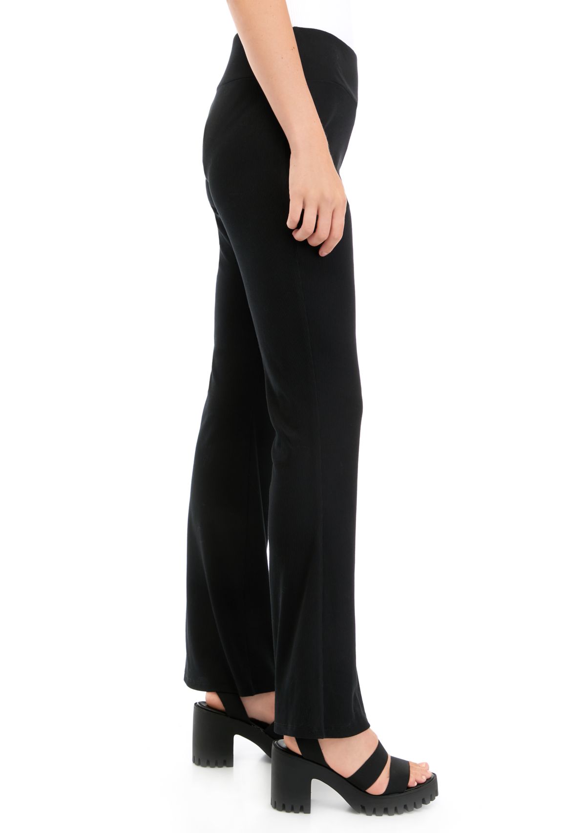 Juniors Pull On Ribbed Flare Pants