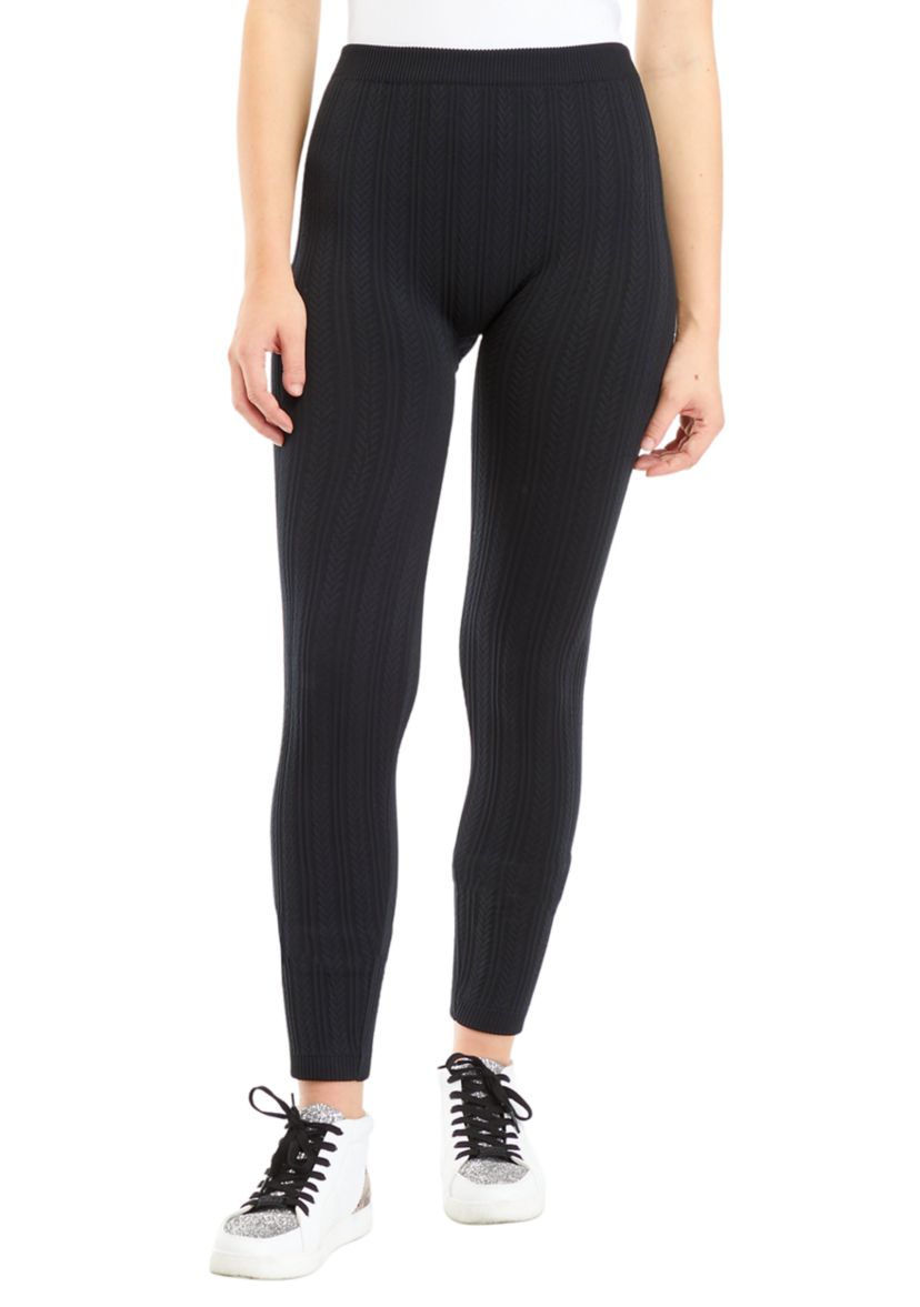 Juniors Cable Knit Fleece Leggings