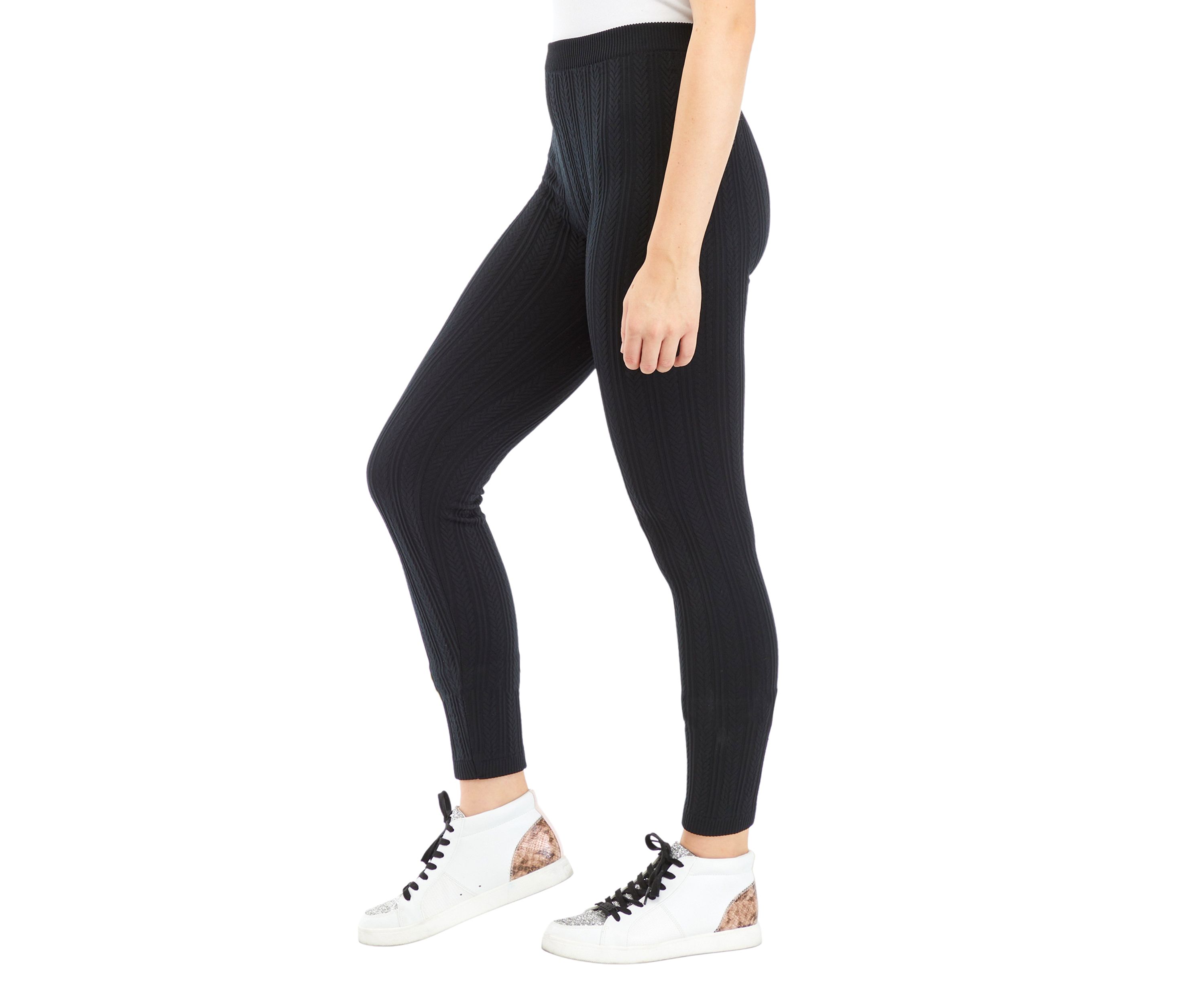 Juniors Cable Knit Fleece Leggings