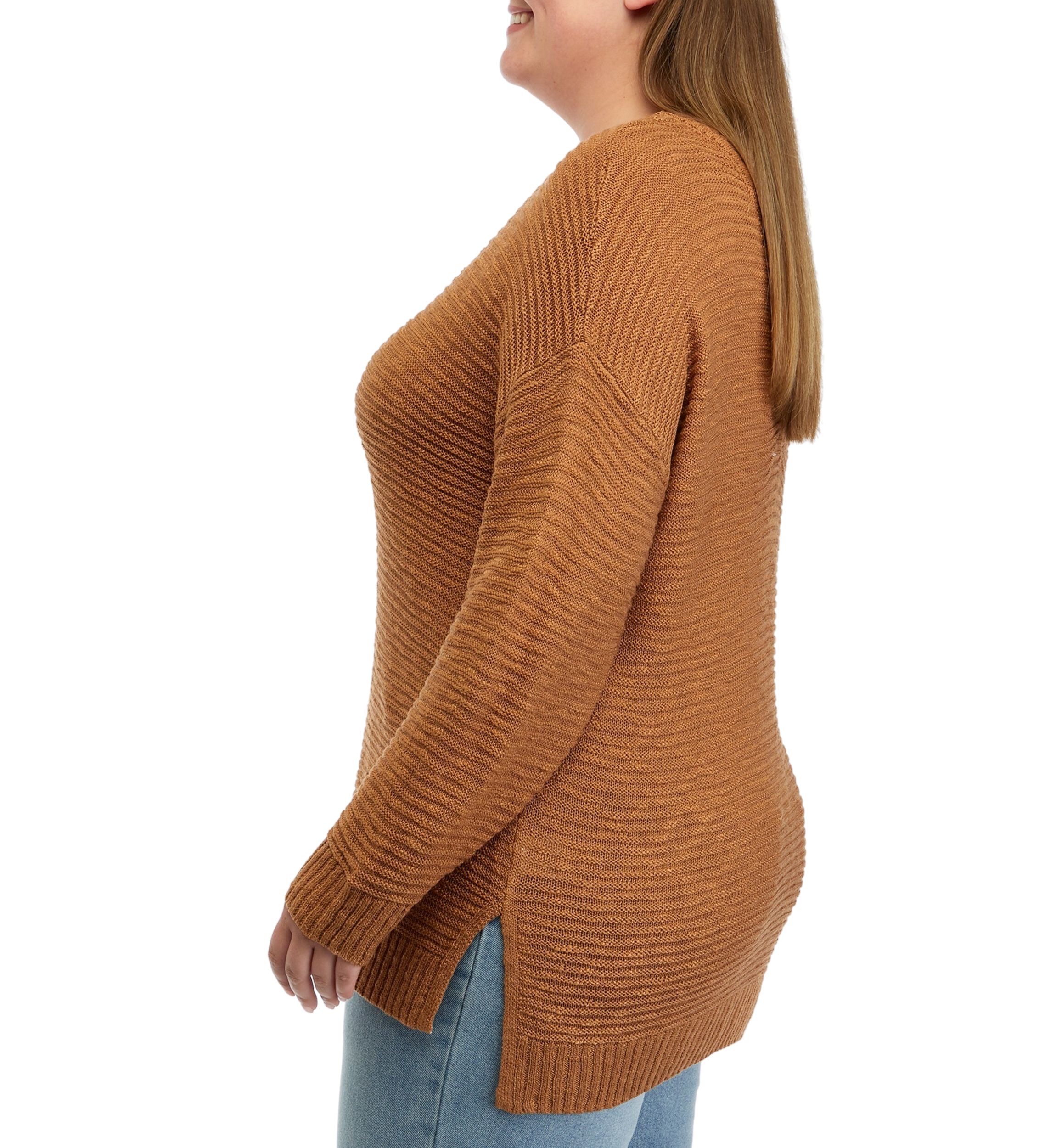 Plus Size Long Sleeve Tunic Cross Back Sweater