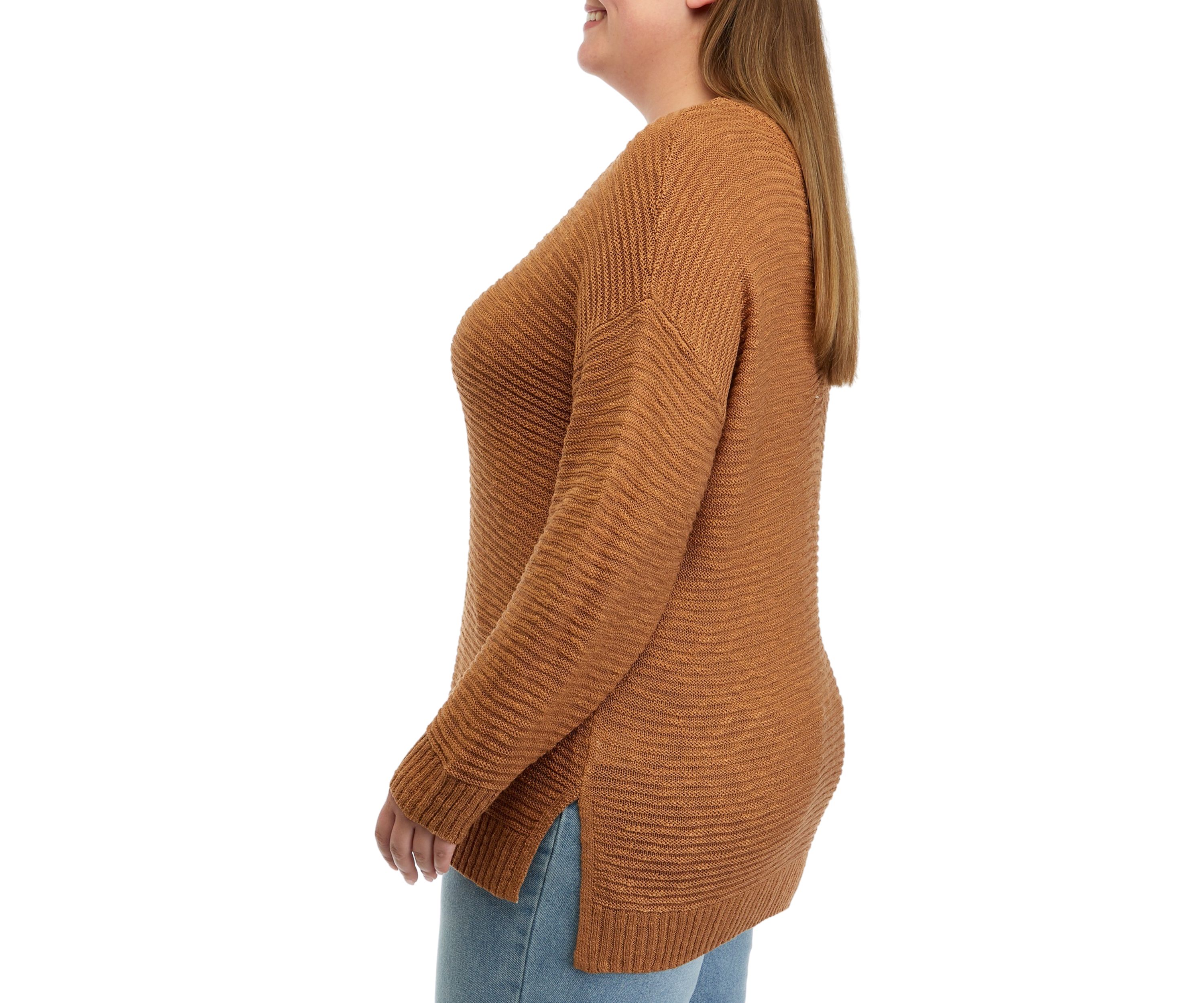 Plus Size Long Sleeve Tunic Cross Back Sweater