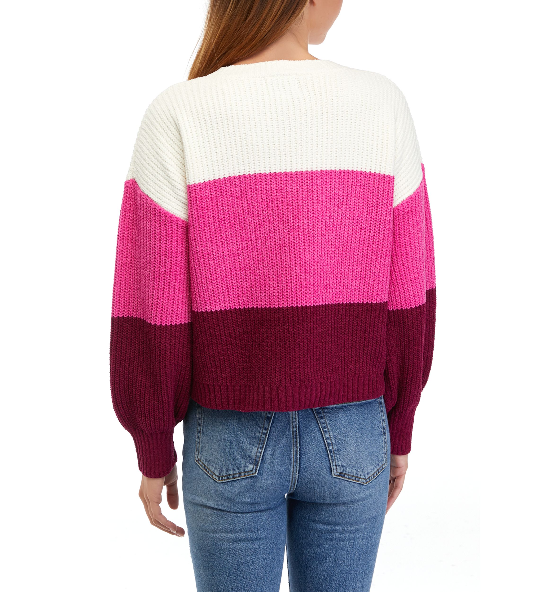 Juniors Chenille Color Block Sweater