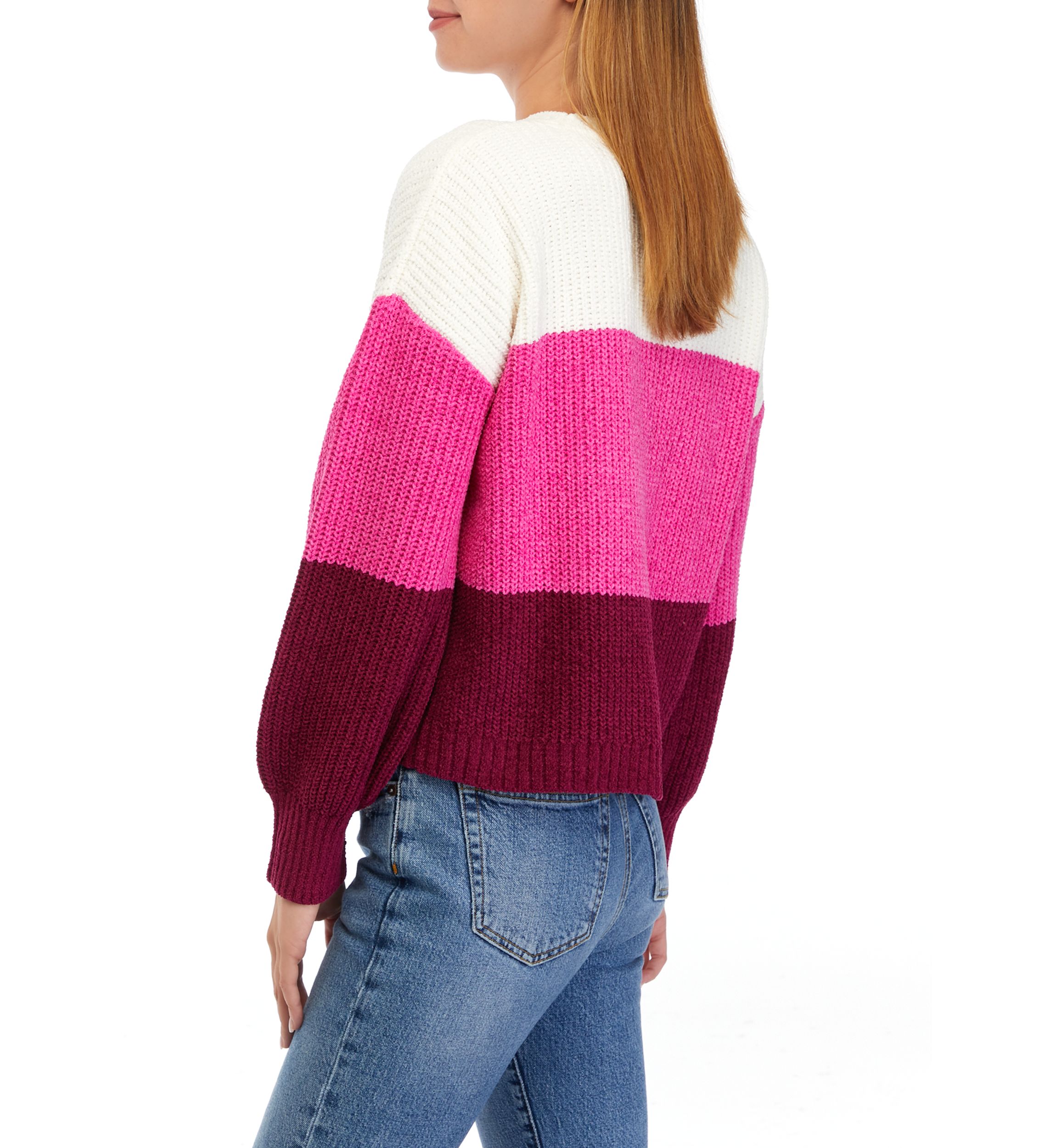 Juniors Chenille Color Block Sweater