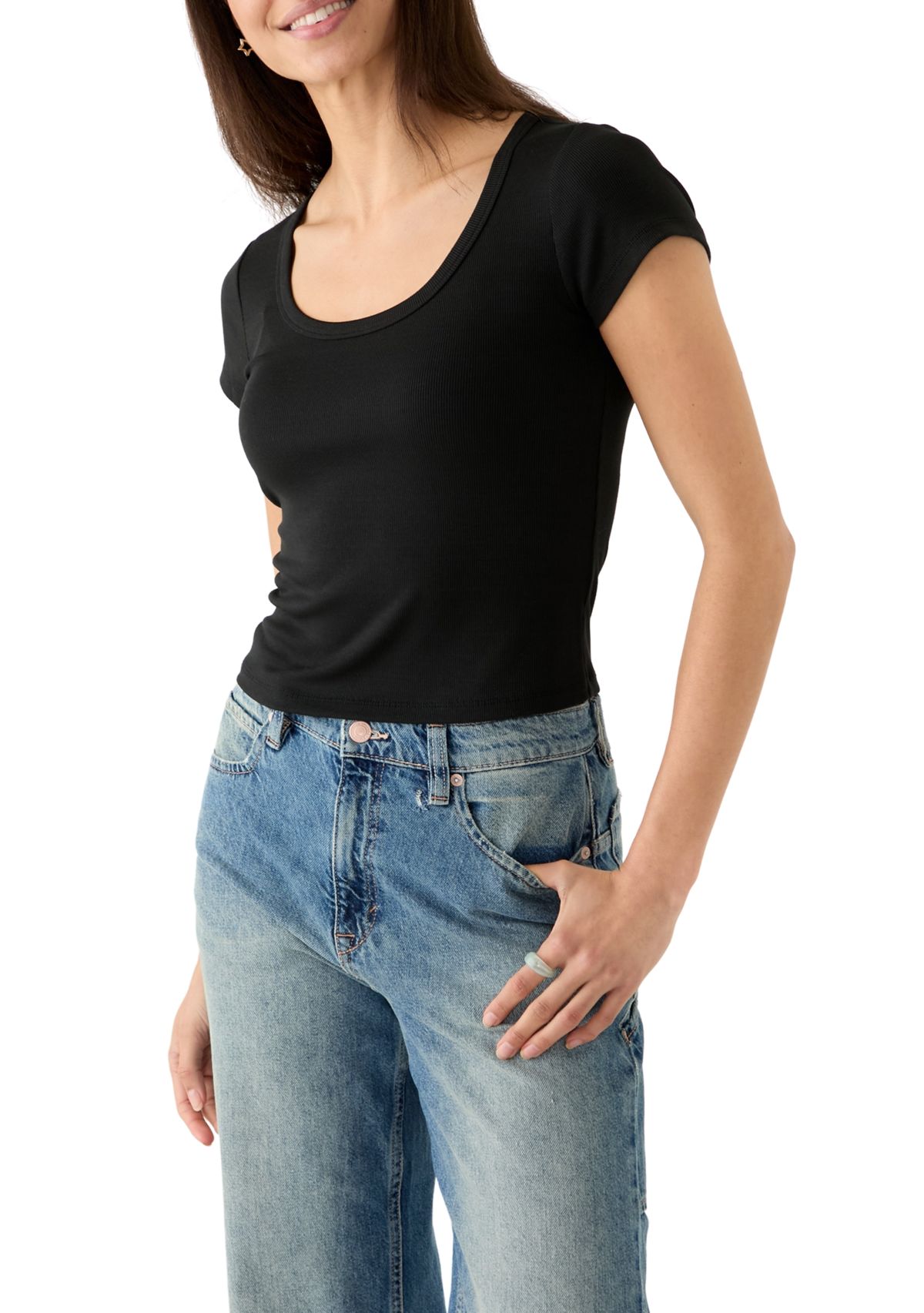 Womens Short Sleeve Scoop Neck T-Shirt 