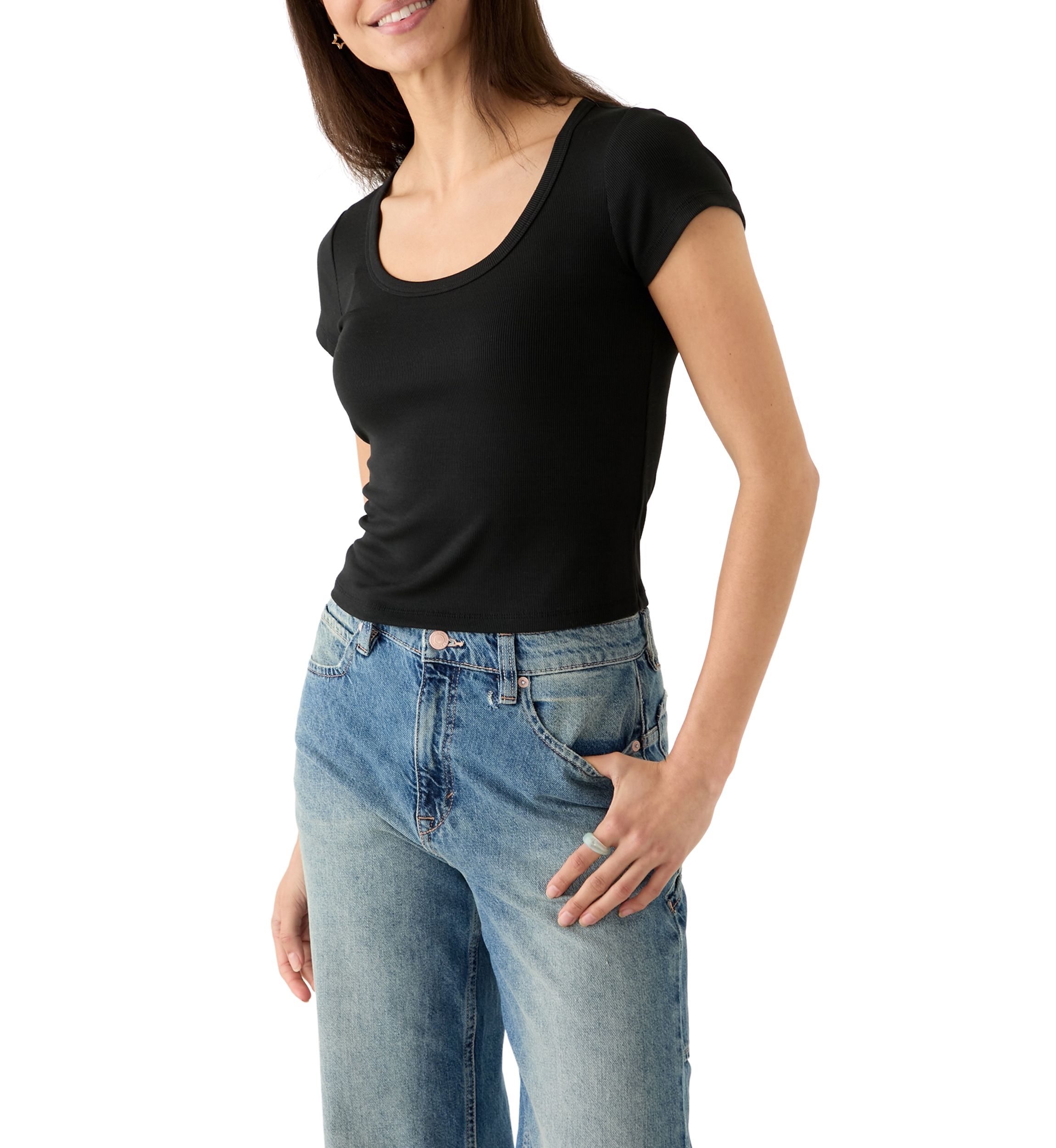 Womens Short Sleeve Scoop Neck T-Shirt 