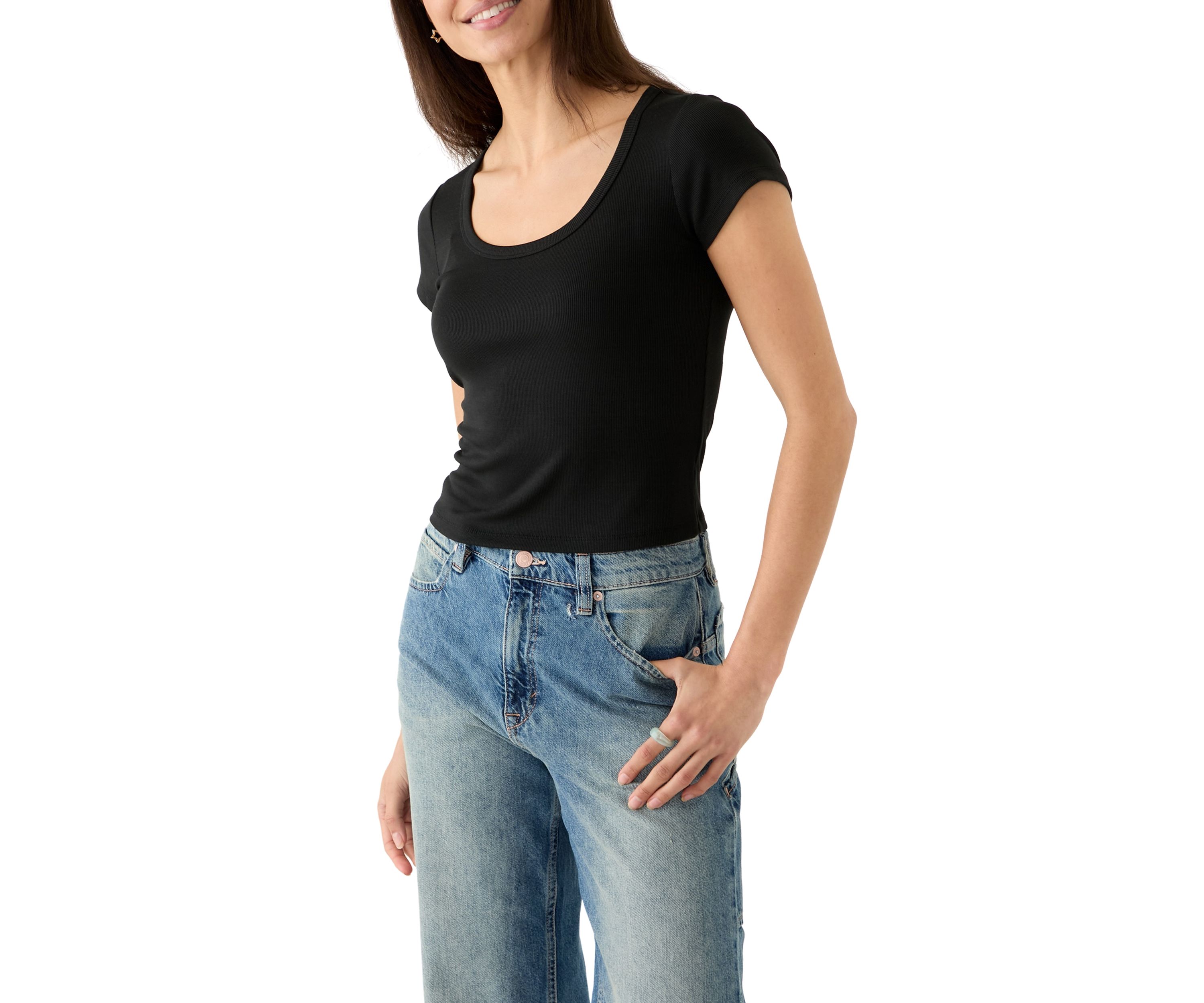 Womens Short Sleeve Scoop Neck T-Shirt 
