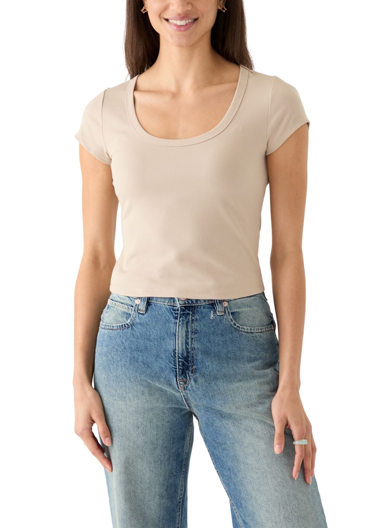 Womens Short Sleeve Scoop Neck T-Shirt 
