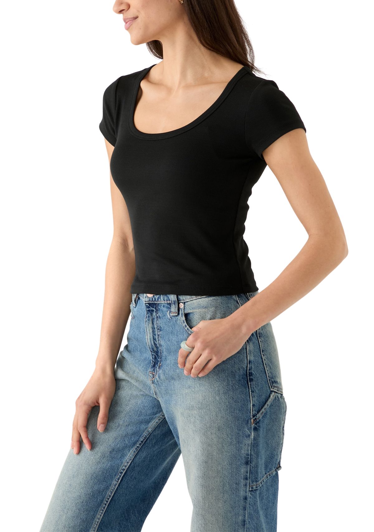 Womens Short Sleeve Scoop Neck T-Shirt 