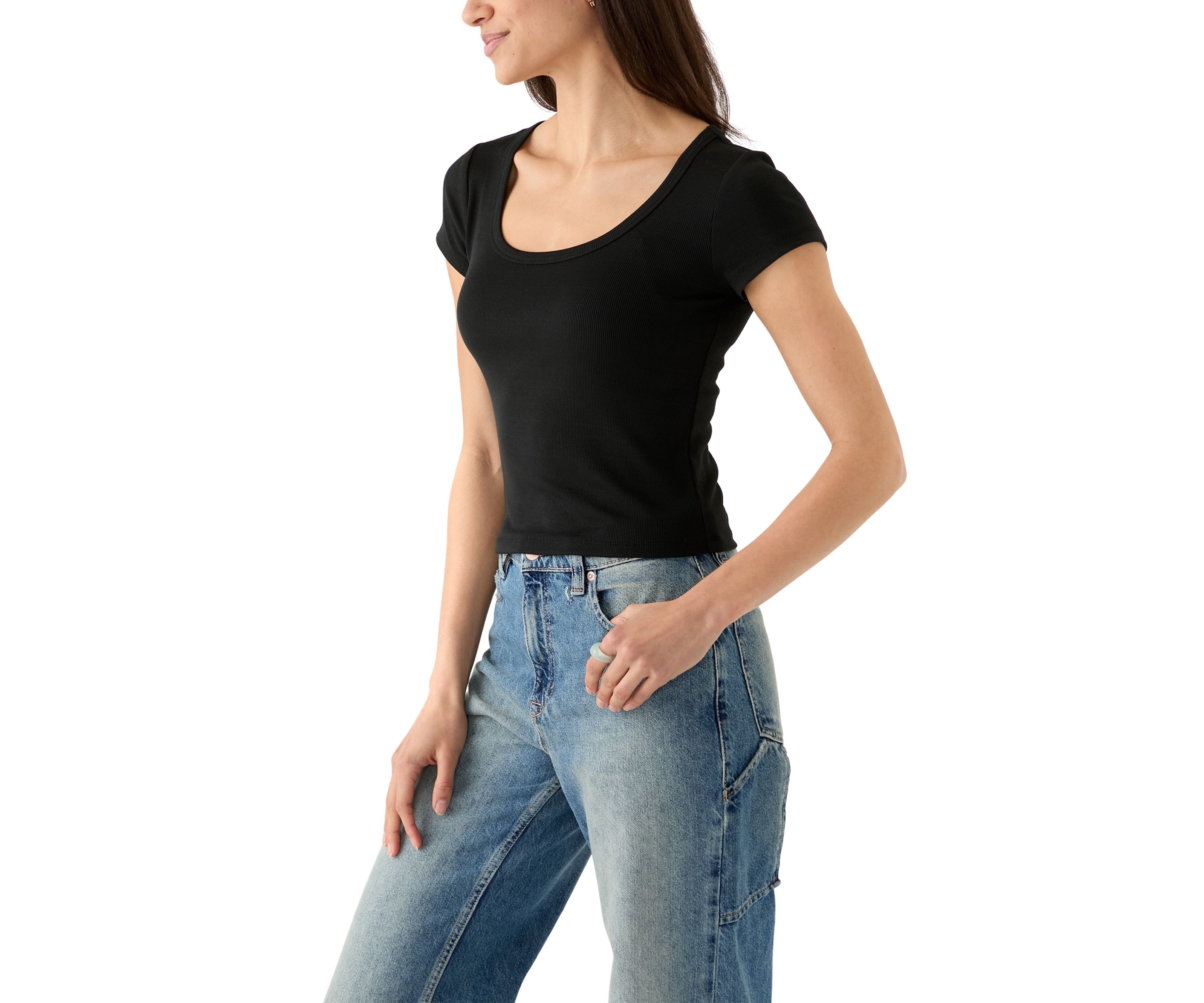 Womens Short Sleeve Scoop Neck T-Shirt 