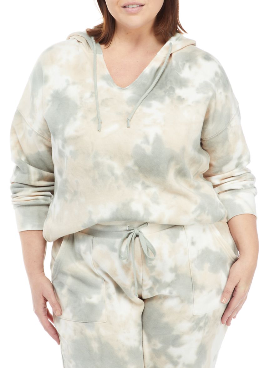 Plus Size Drop Shoulder Printed Hoodie