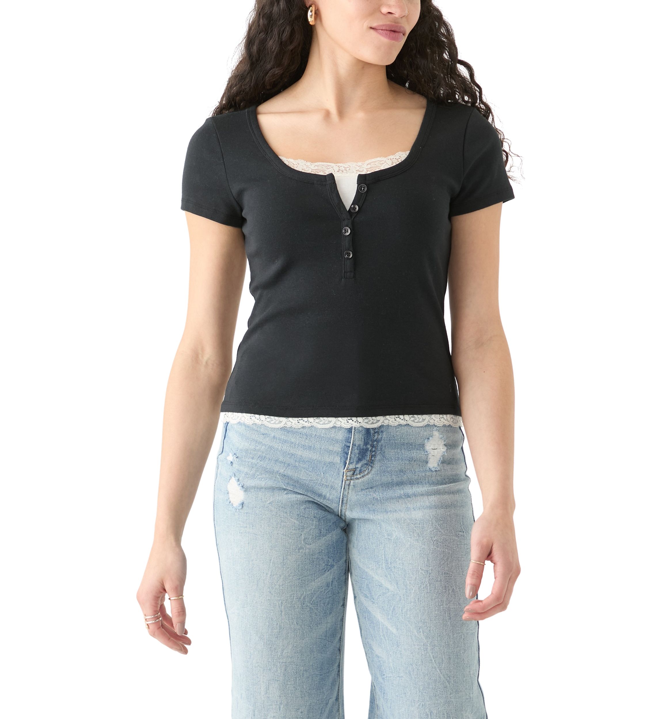 Womens Short Sleeve 1x1 Ribbed T-Shirt 