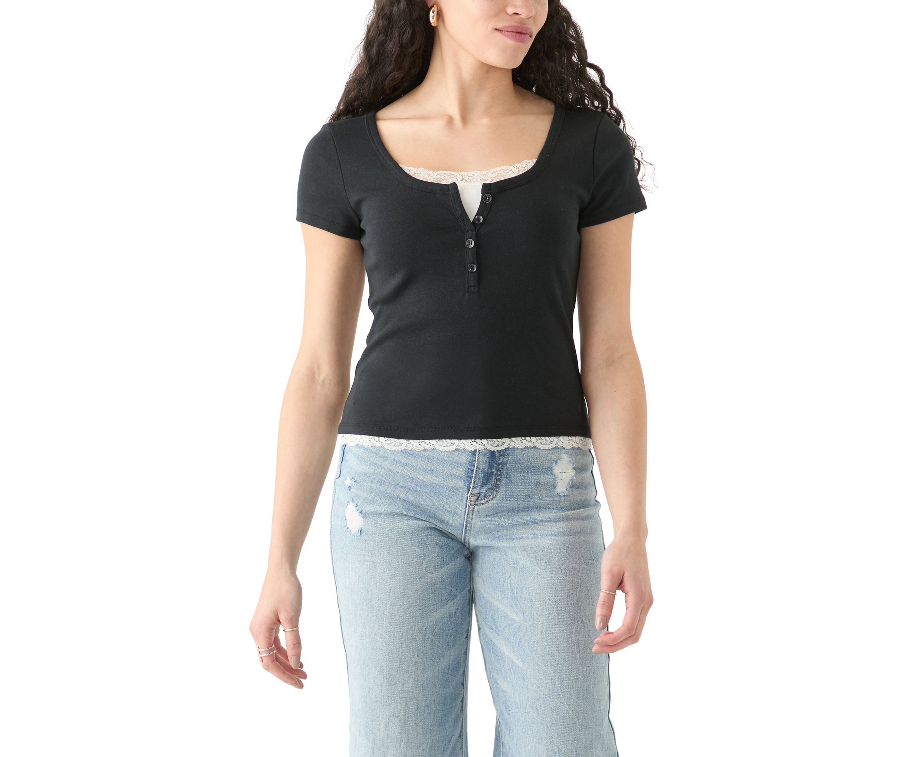 Womens Short Sleeve 1x1 Ribbed T-Shirt 
