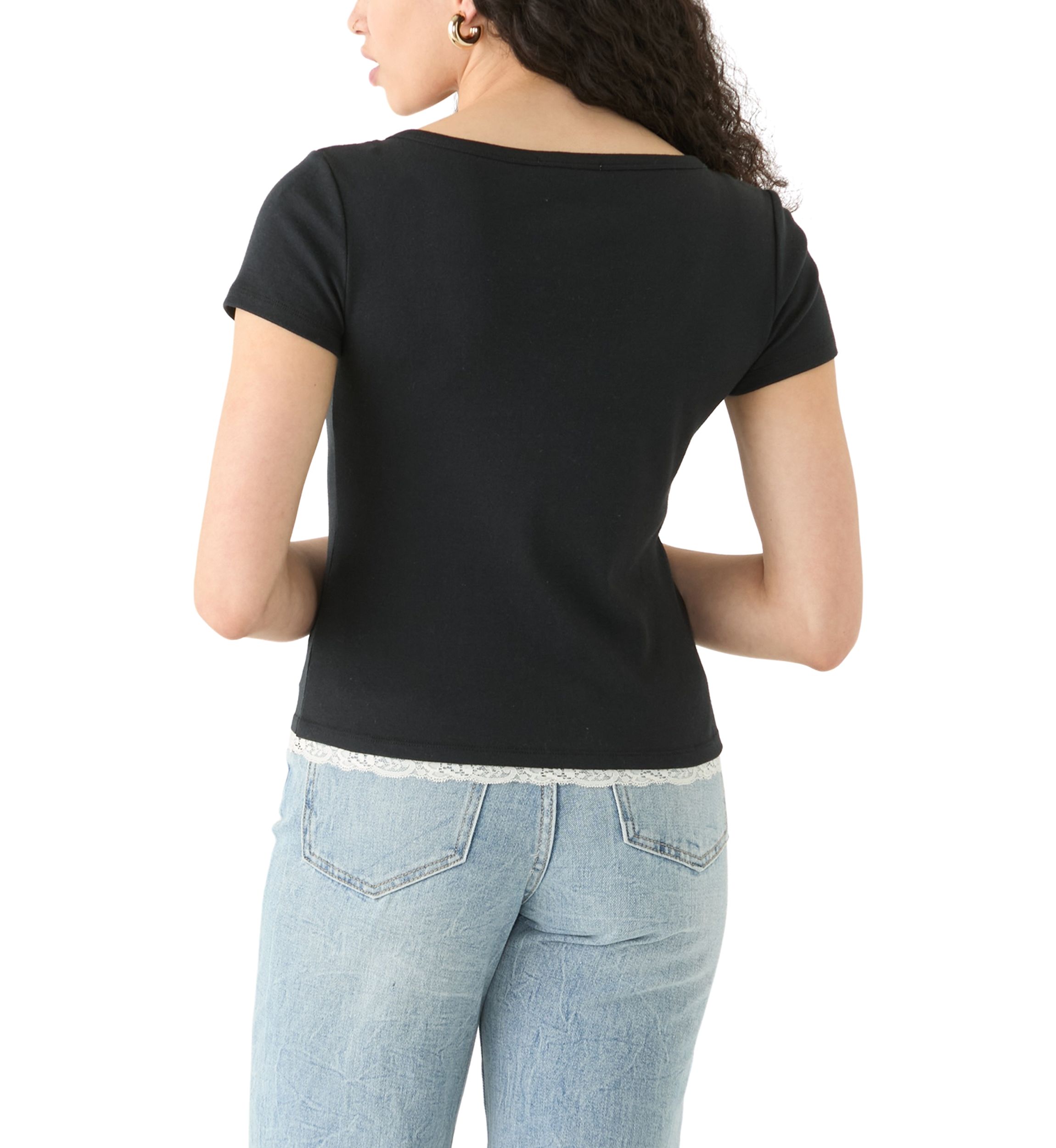 Womens Short Sleeve 1x1 Ribbed T-Shirt 