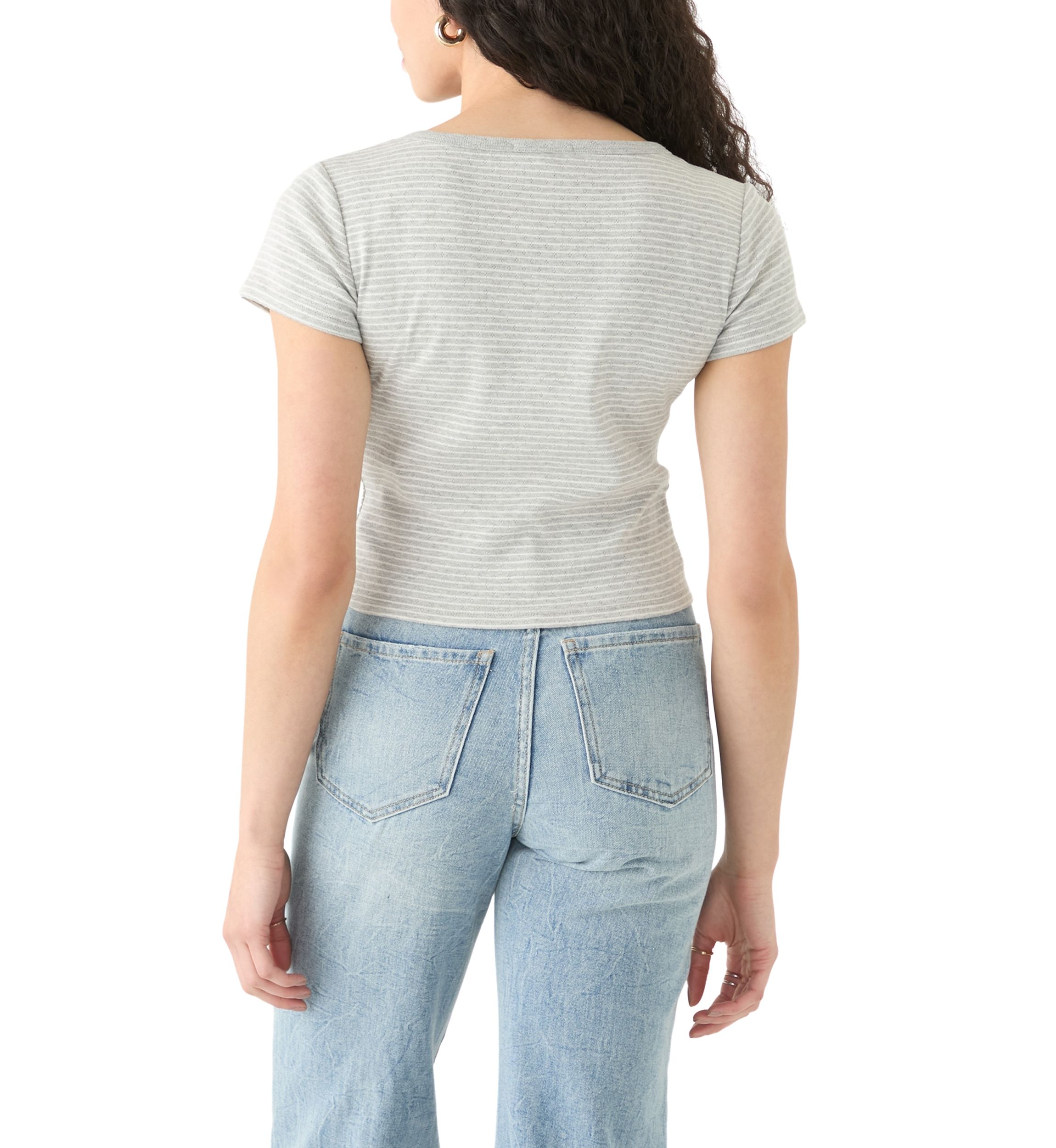 Womens Short Sleeve Split Neck Top