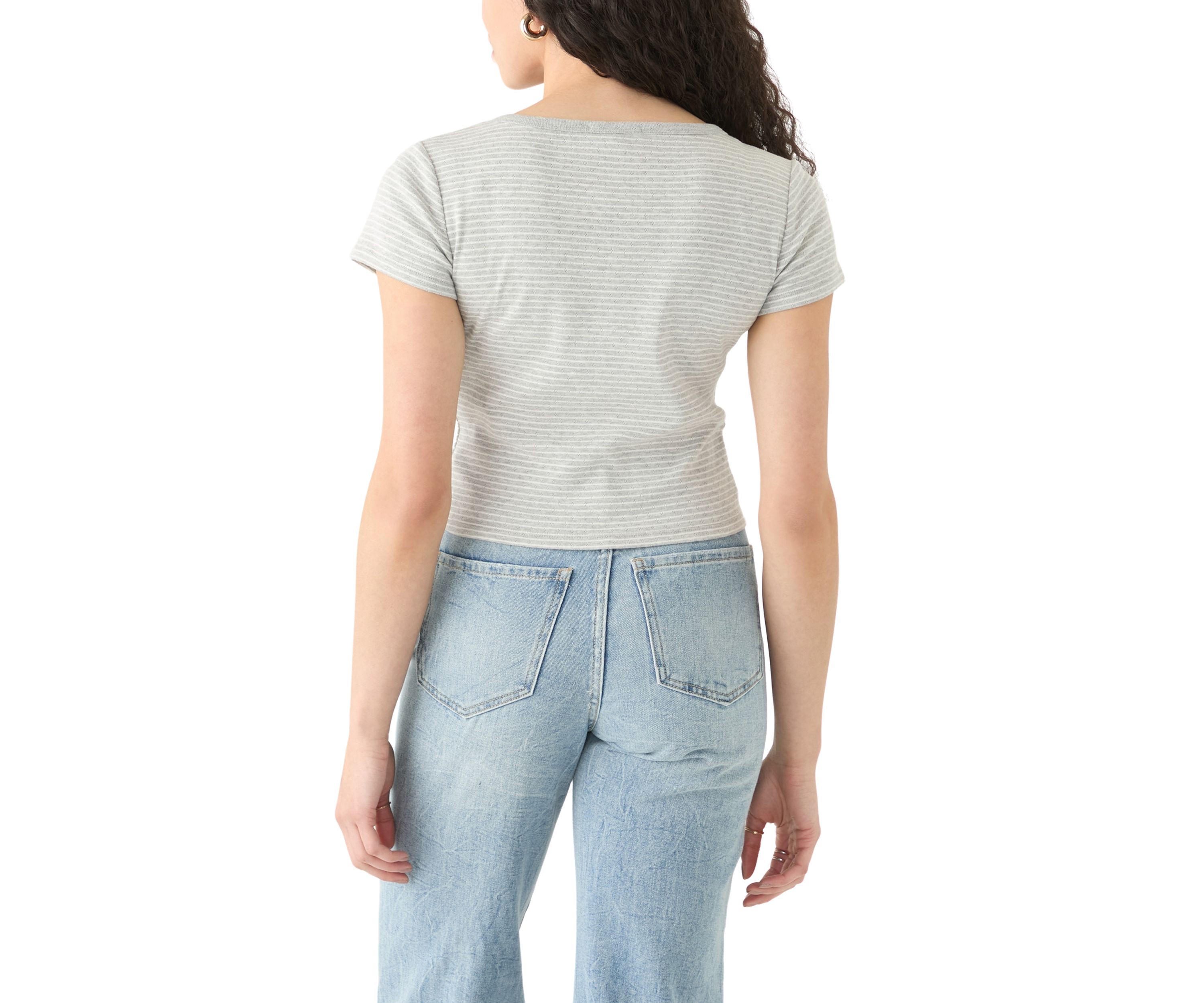 Womens Short Sleeve Split Neck Top