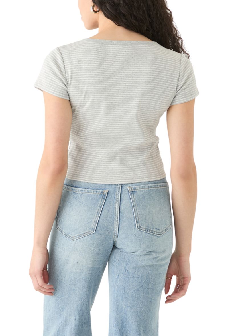 Womens Short Sleeve Split Neck Top