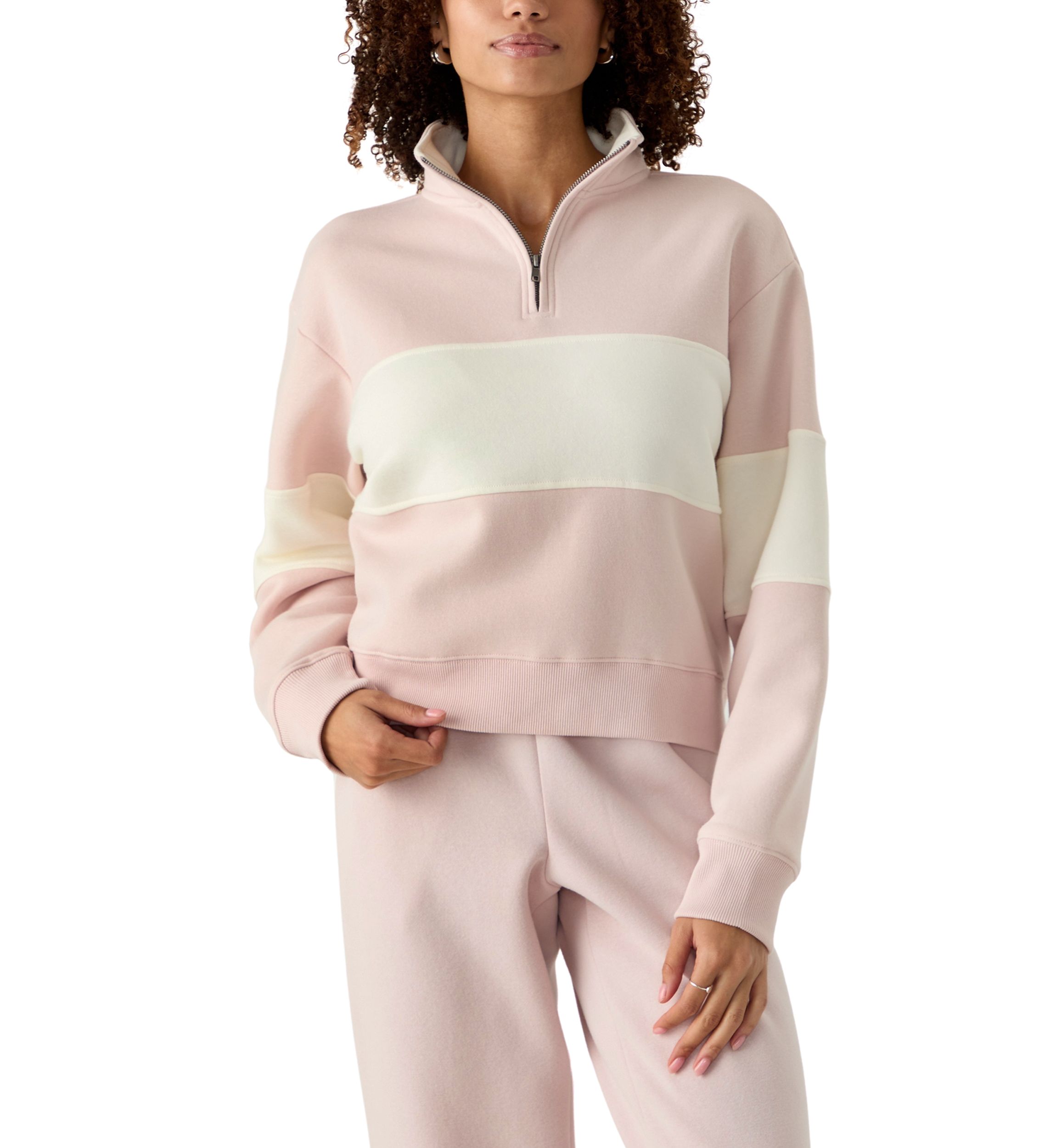 Womens Half Zip Mock Sweatshirt 