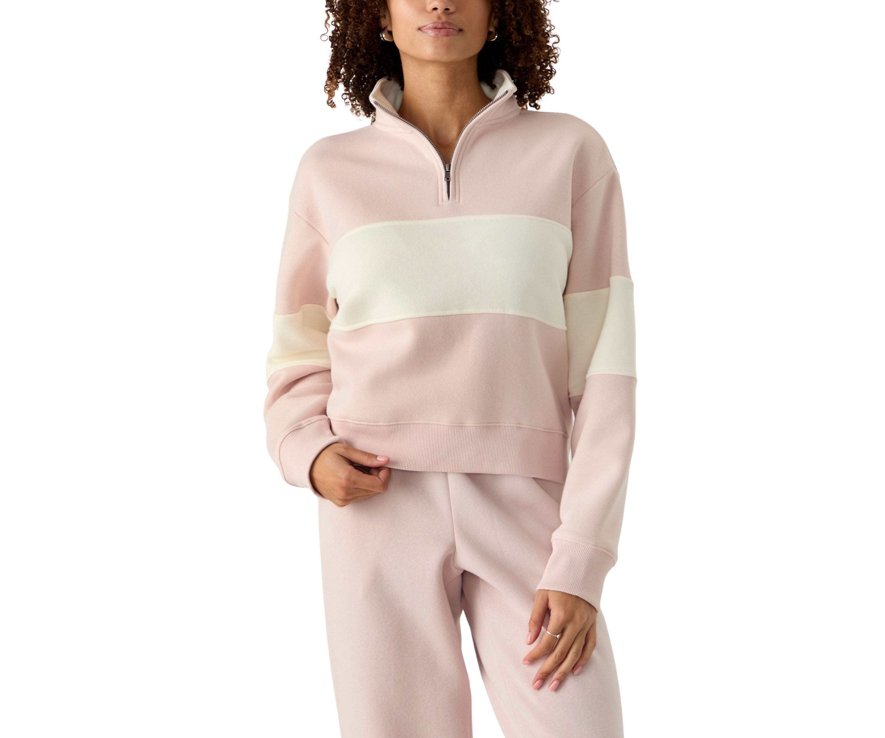 Womens Half Zip Mock Sweatshirt 