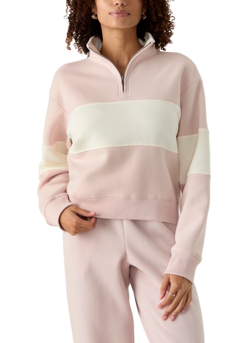 Womens Half Zip Mock Sweatshirt 