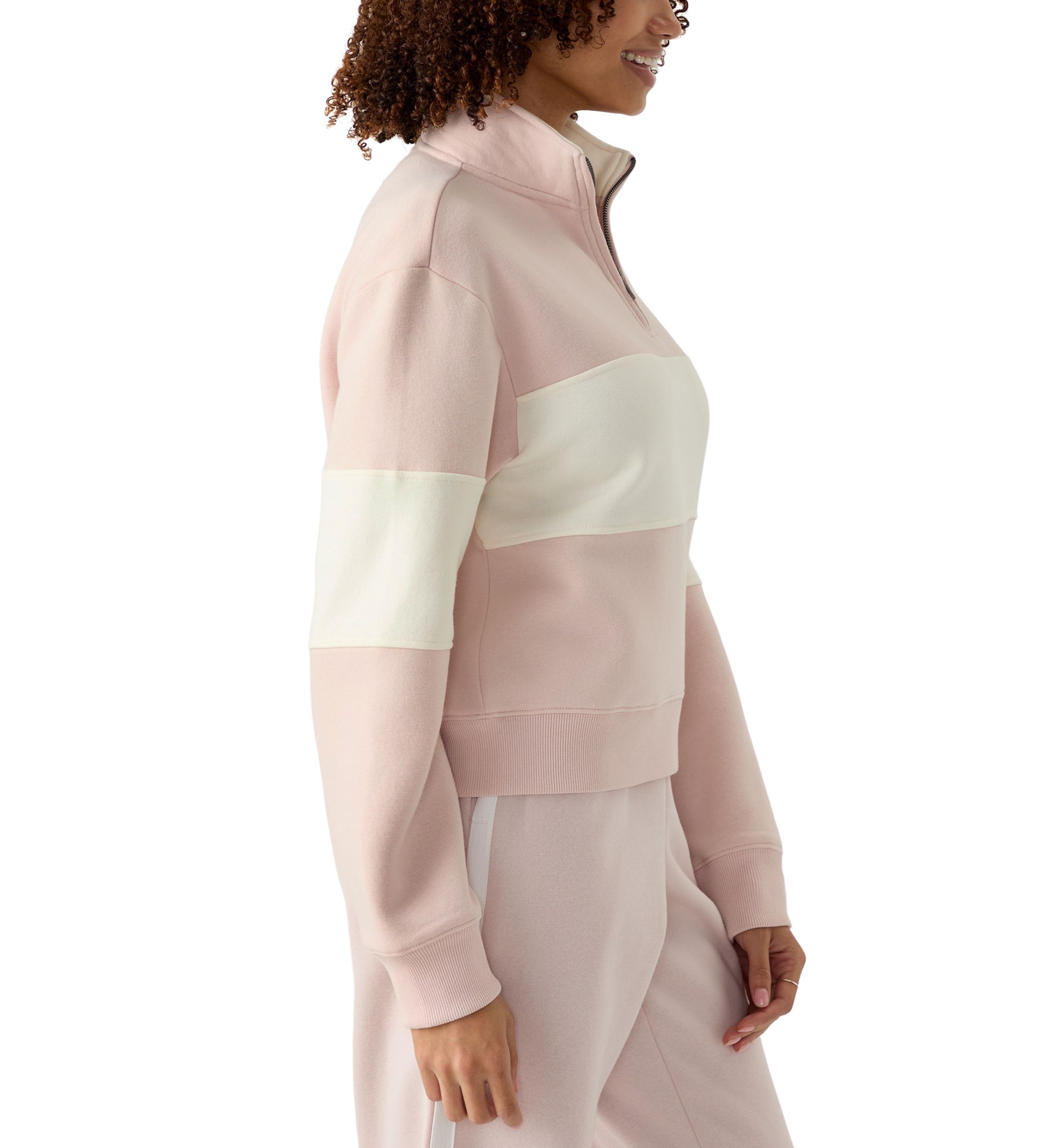 Womens Half Zip Mock Sweatshirt 