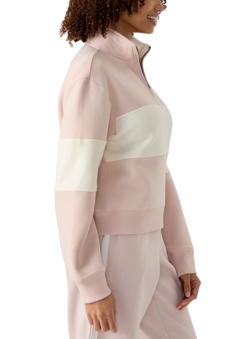 Womens Half Zip Mock Sweatshirt 