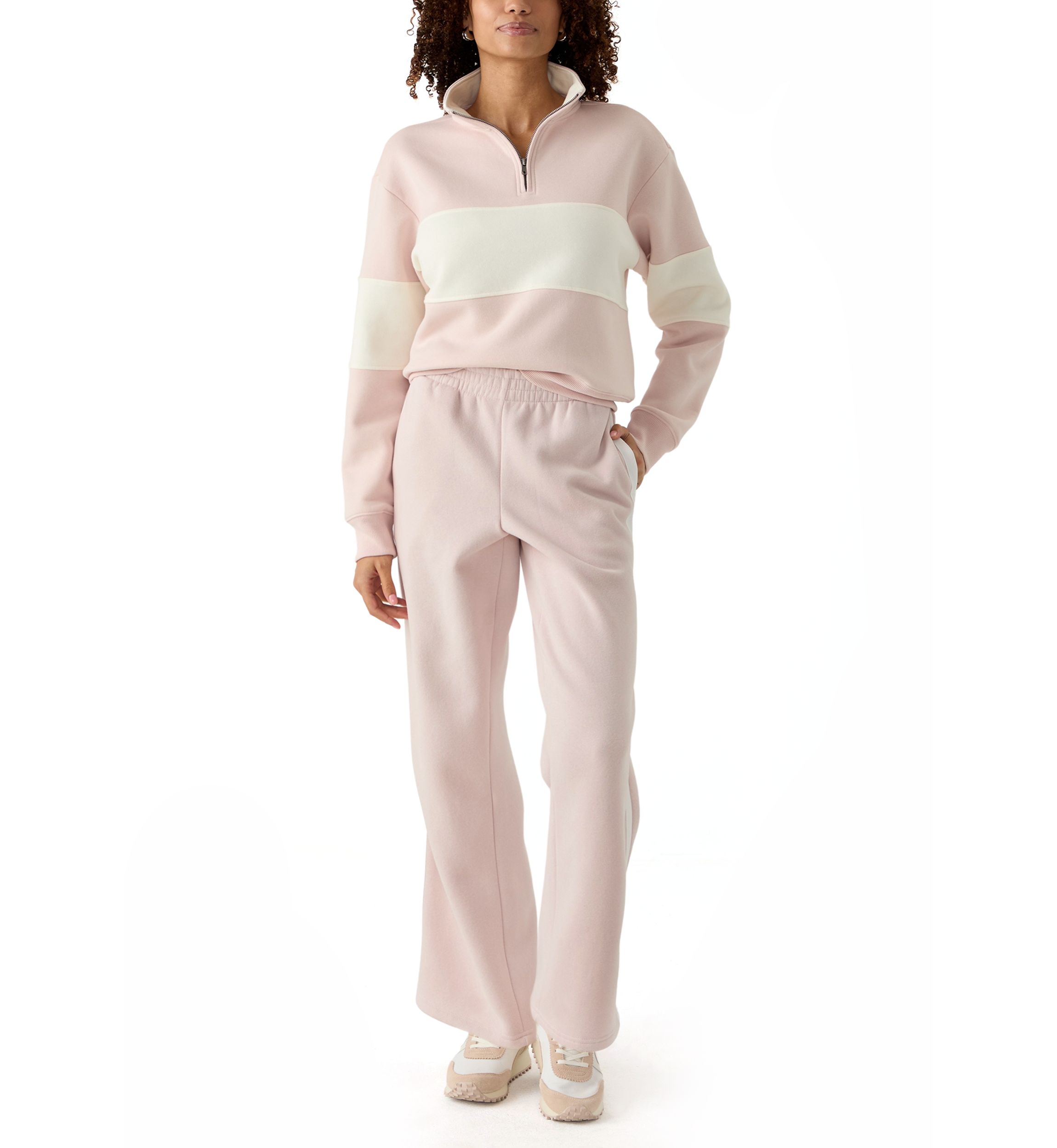 Womens Half Zip Mock Sweatshirt 