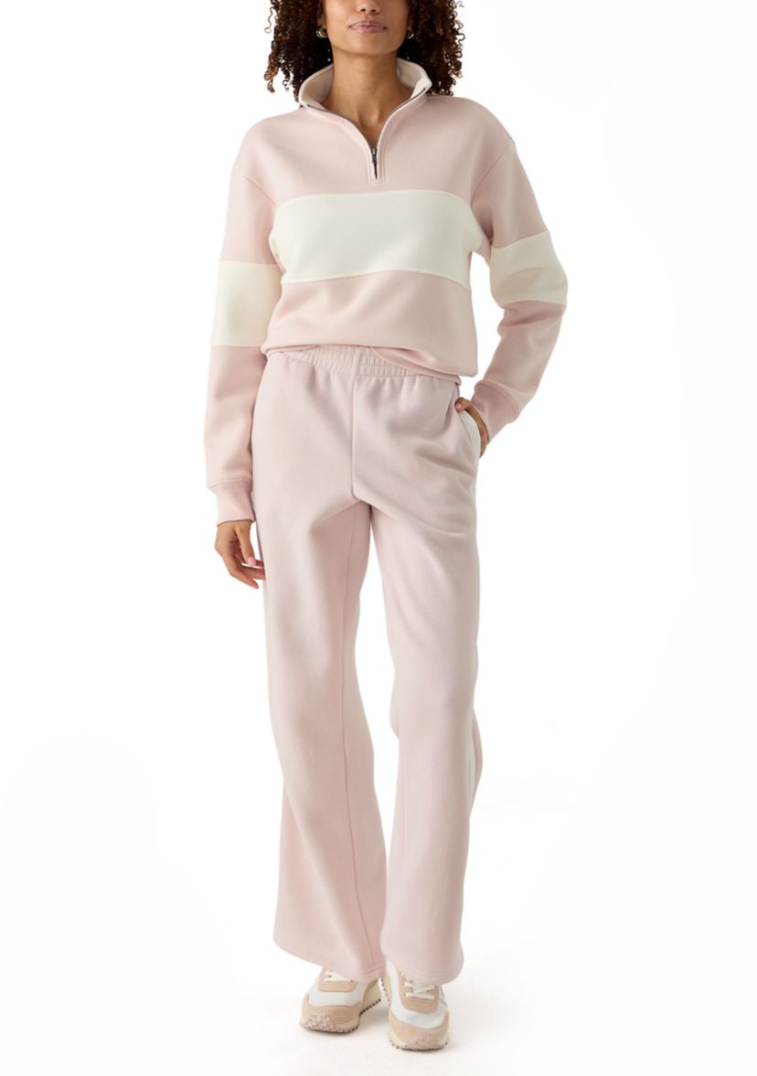 Womens Half Zip Mock Sweatshirt 