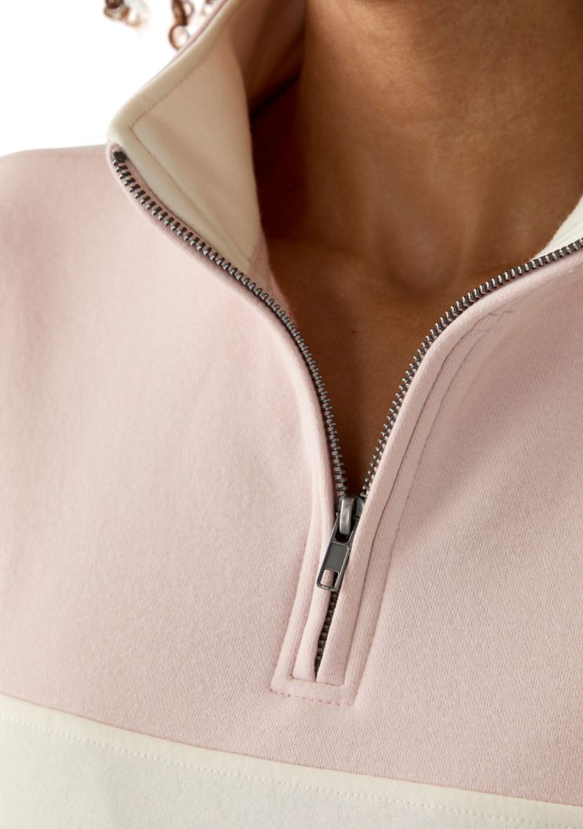 Womens Half Zip Mock Sweatshirt 