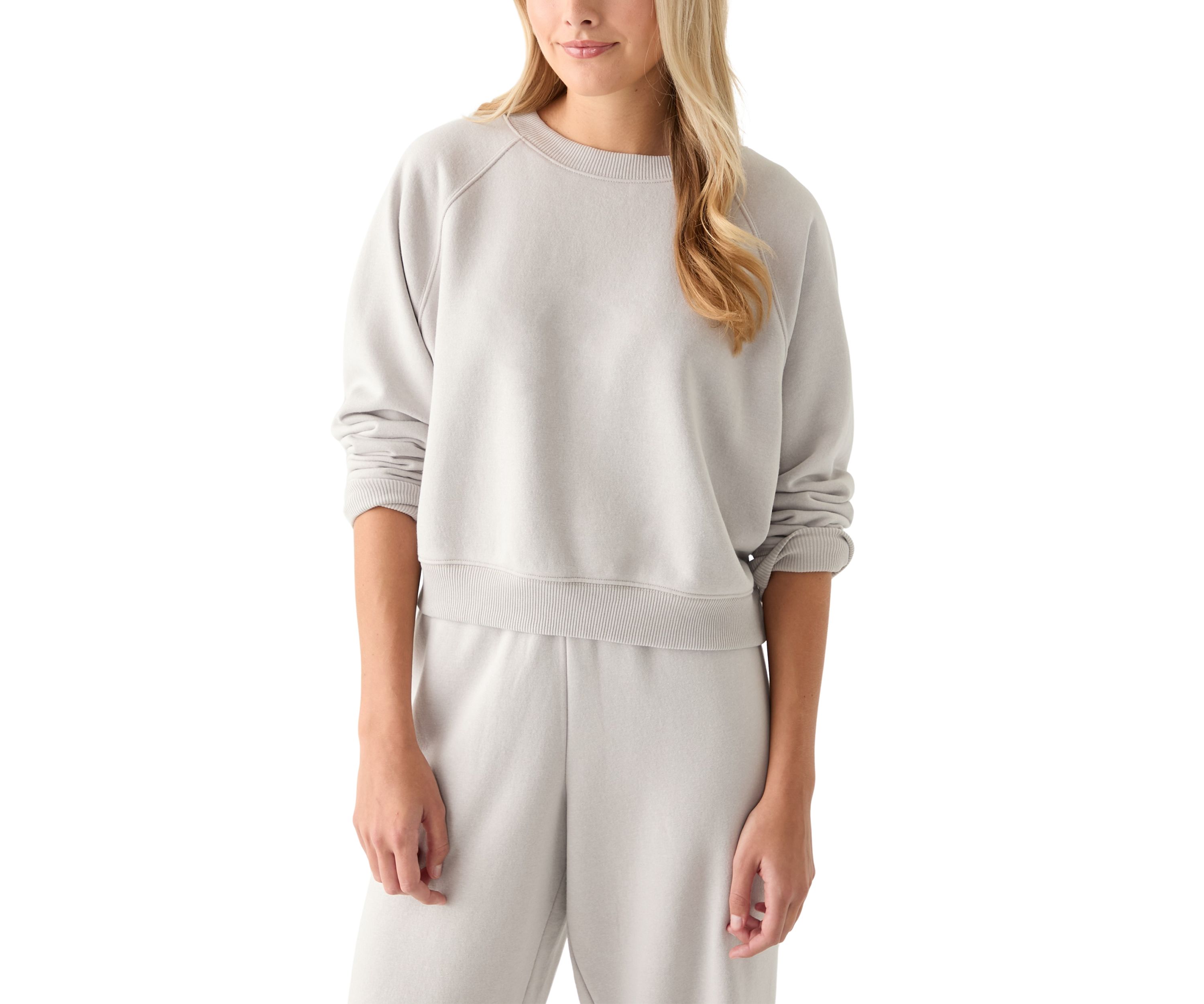Womens Comfy Fleece Crew Pullover with Garment Mineral Wash