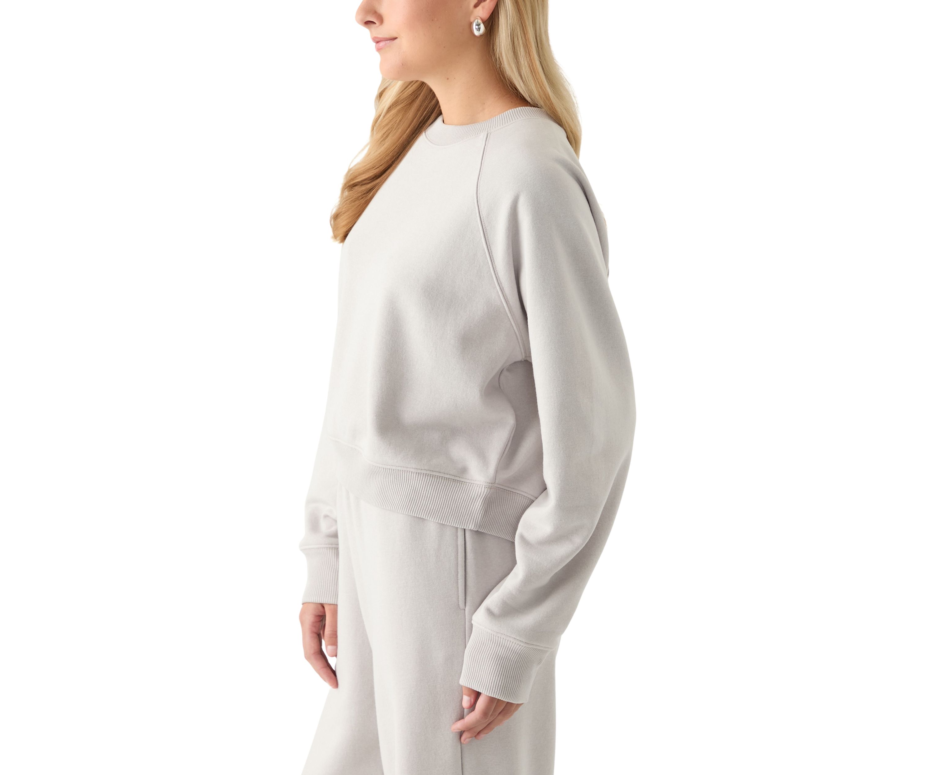 Womens Comfy Fleece Crew Pullover with Garment Mineral Wash