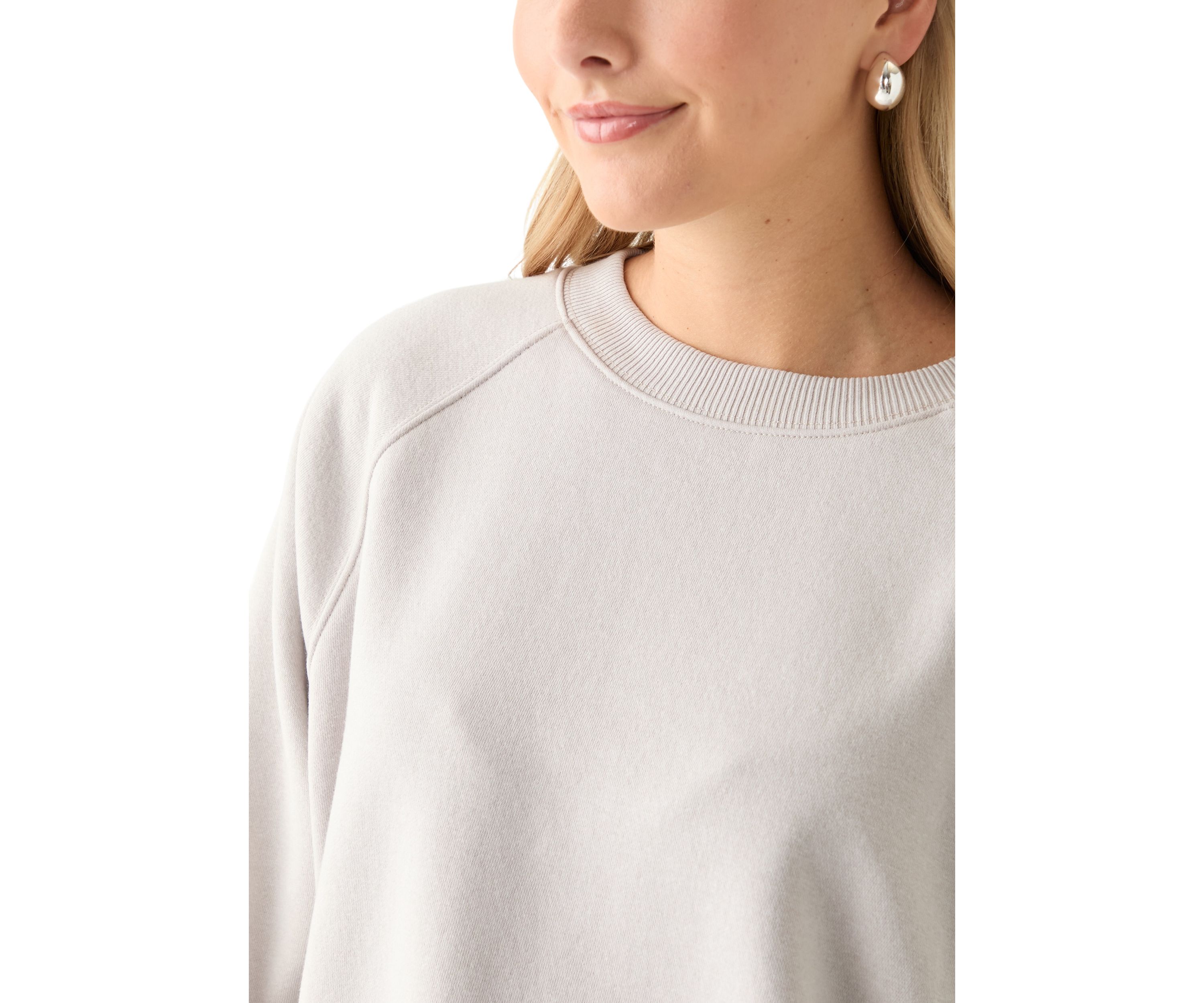 Womens Comfy Fleece Crew Pullover with Garment Mineral Wash
