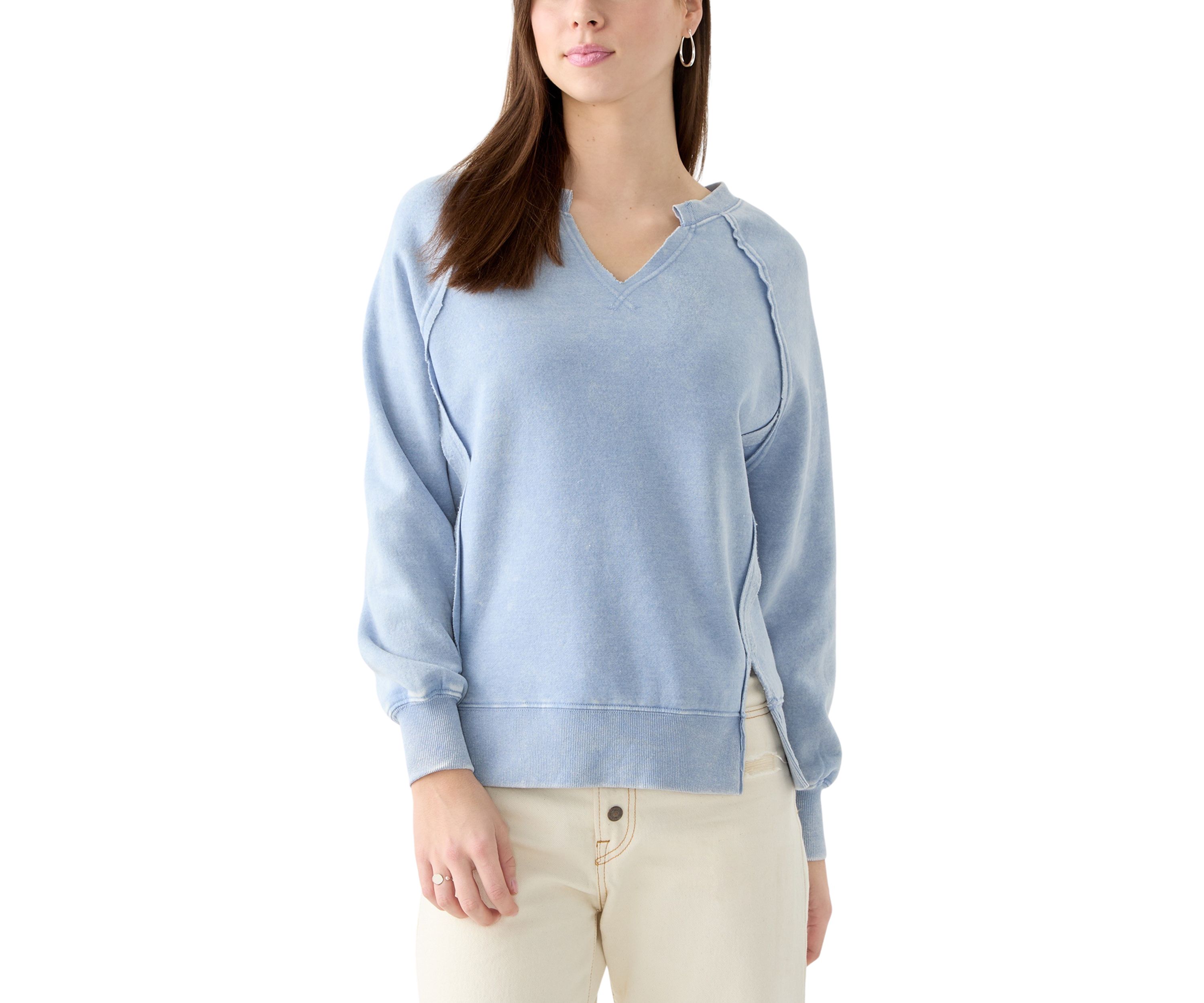 Womens Comfy Fleece Mineral Wash Sweater