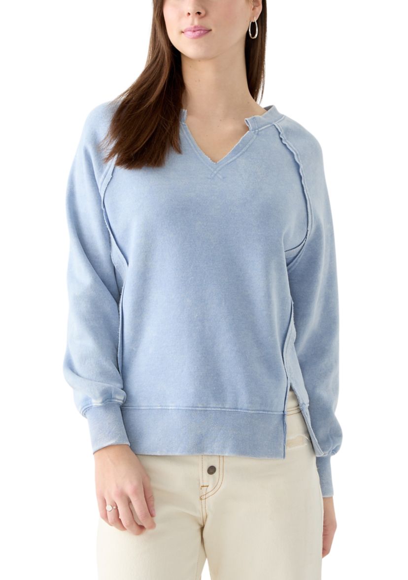 Womens Comfy Fleece Mineral Wash Sweater